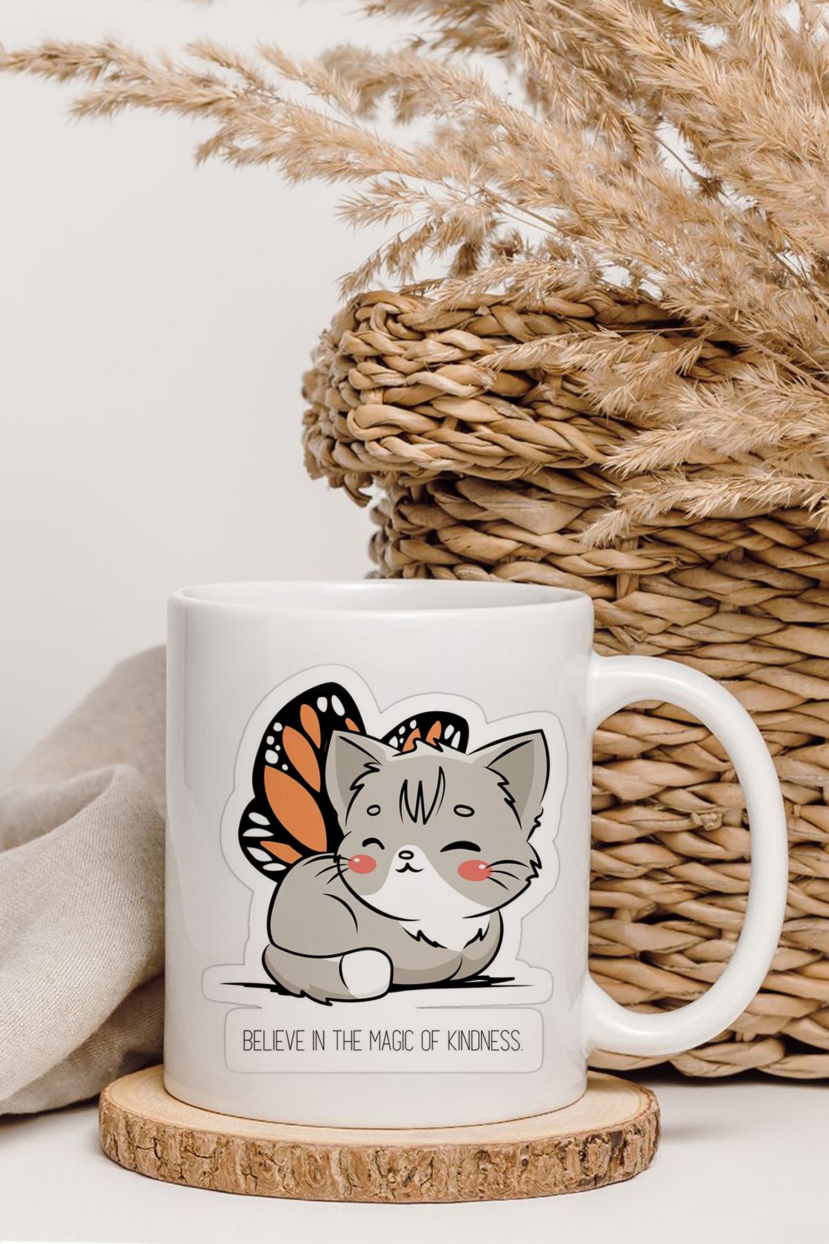 shop Kelebek Kanatlı Kedi Baskılı Kupa