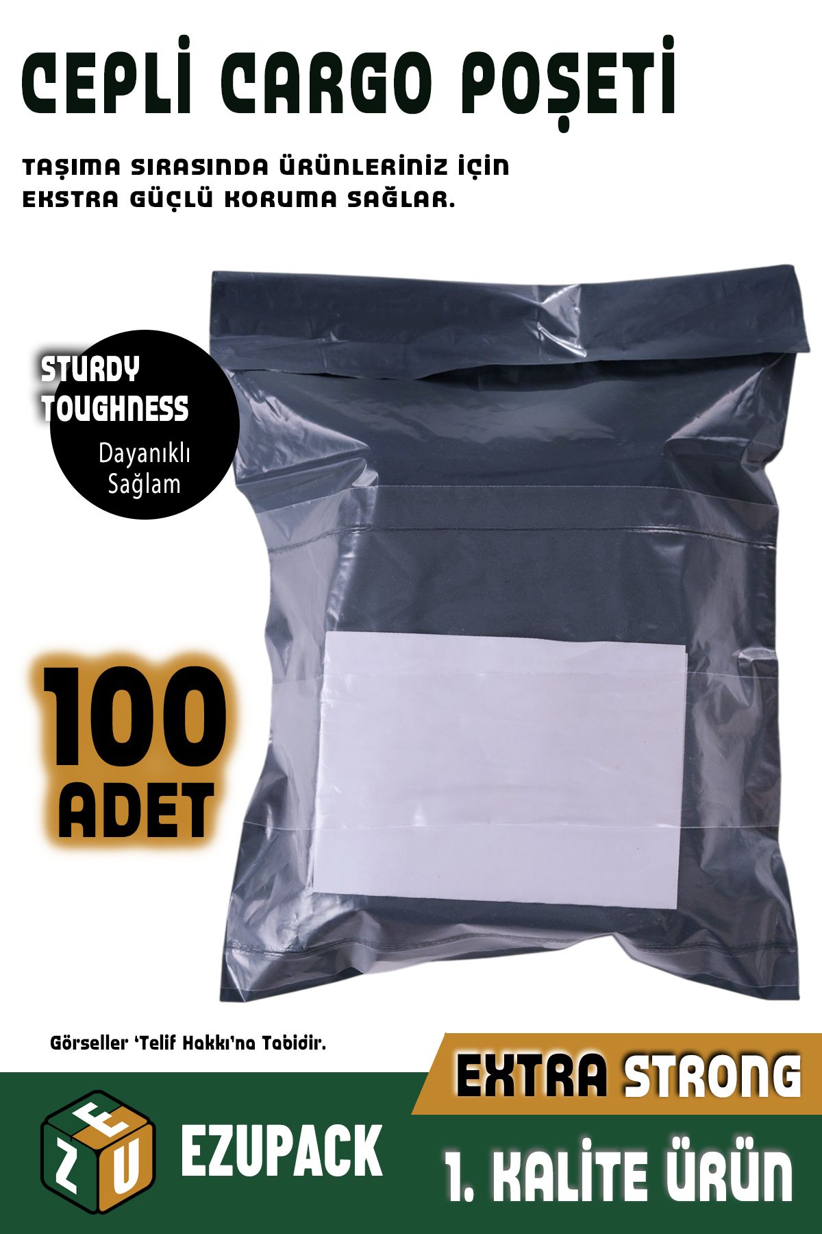 ASTOR AMBALAJ 45X55+5 Cepli Kargo Poşeti Kokusuz Ambalaj Paketleme Poşet 100 adet