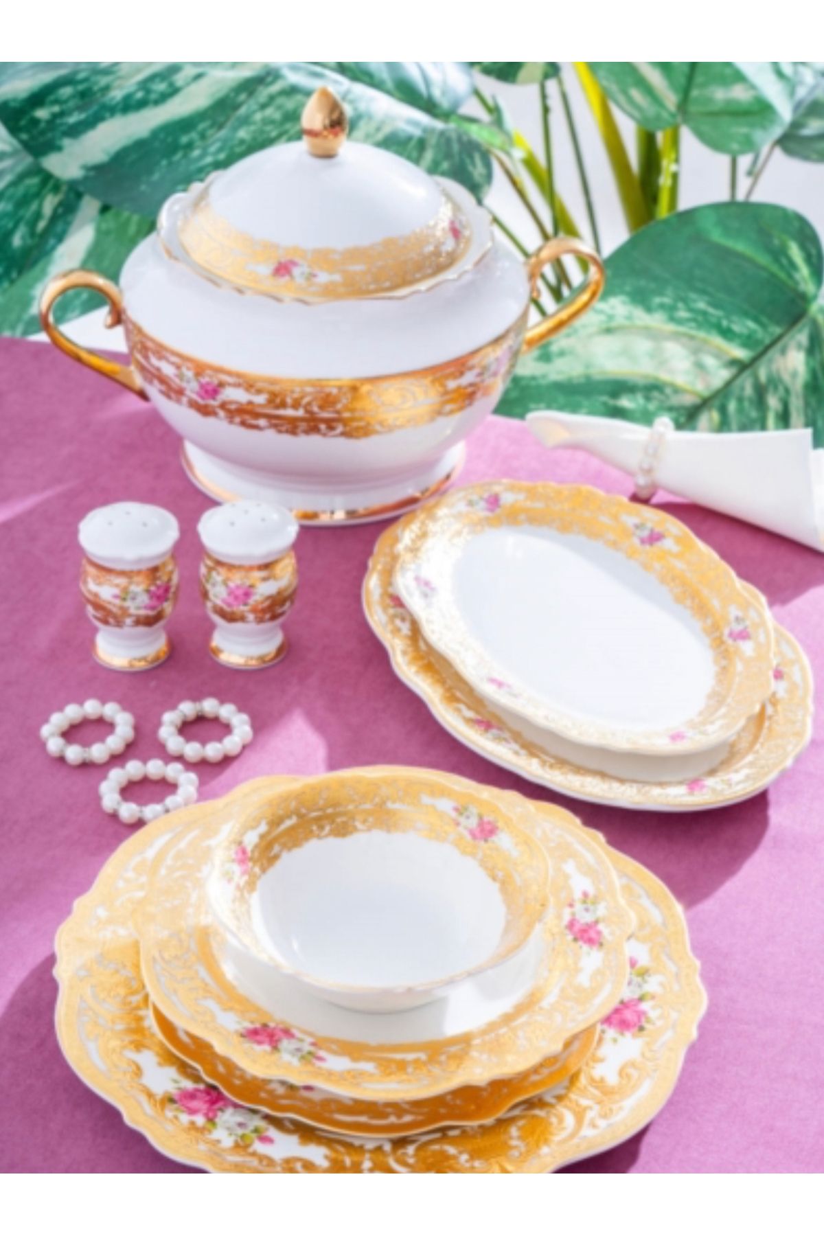 ACAR MADELINE 60 PARÇA 12 KİŞİLİK 24 K ALTIN KAPLAMA GOLD YEMEK TAKIMI