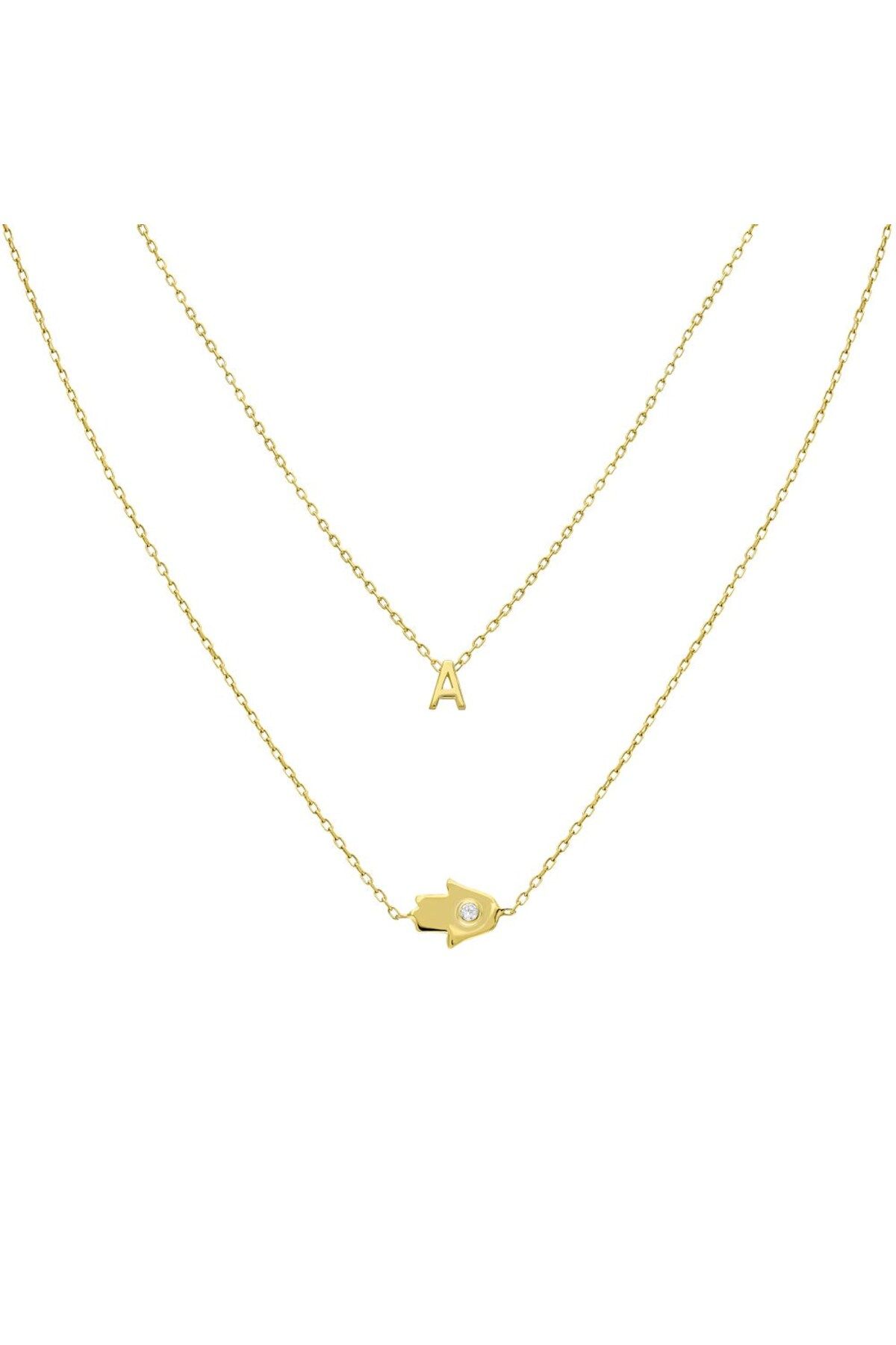 beonejewelry MİNİ HARFLİ FATMA ANA ELİ KOLYE | 925 GÜMÜŞ