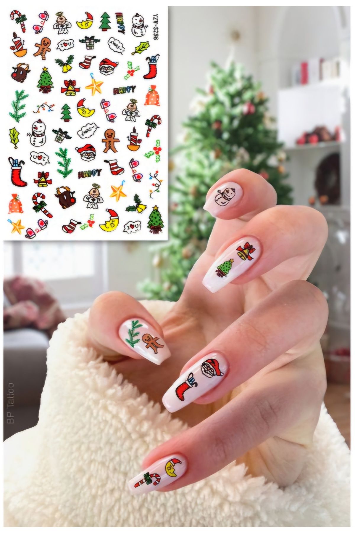 Sibelon 3D Kabartmalı Nail Art Sticker Kendinden Yapışkanlı Tırnak Dövmesi Takma Tırnak Süsleme