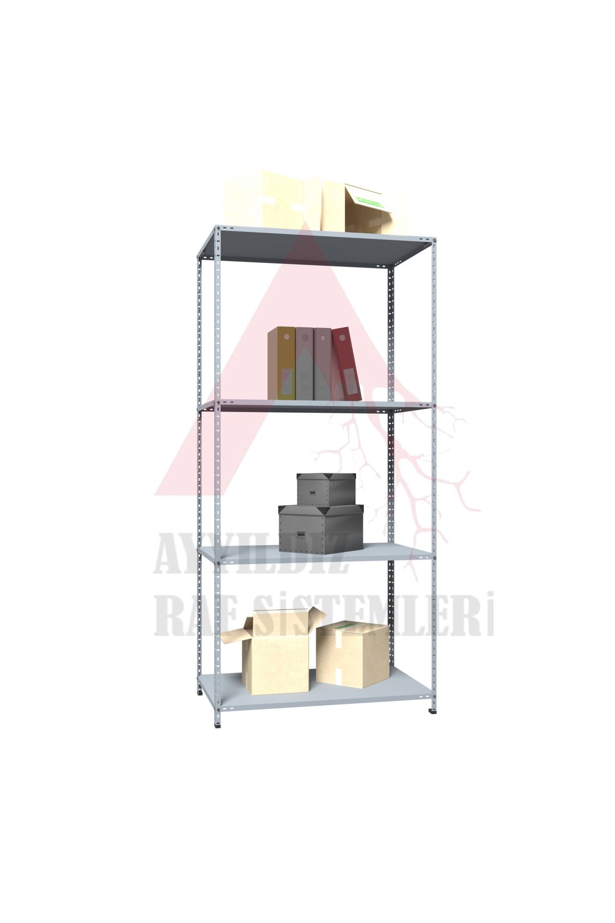 AYYILDIZ RAF 31x93 4 Katlı Çelik Raf & Depo Rafı & Arşiv Rafı