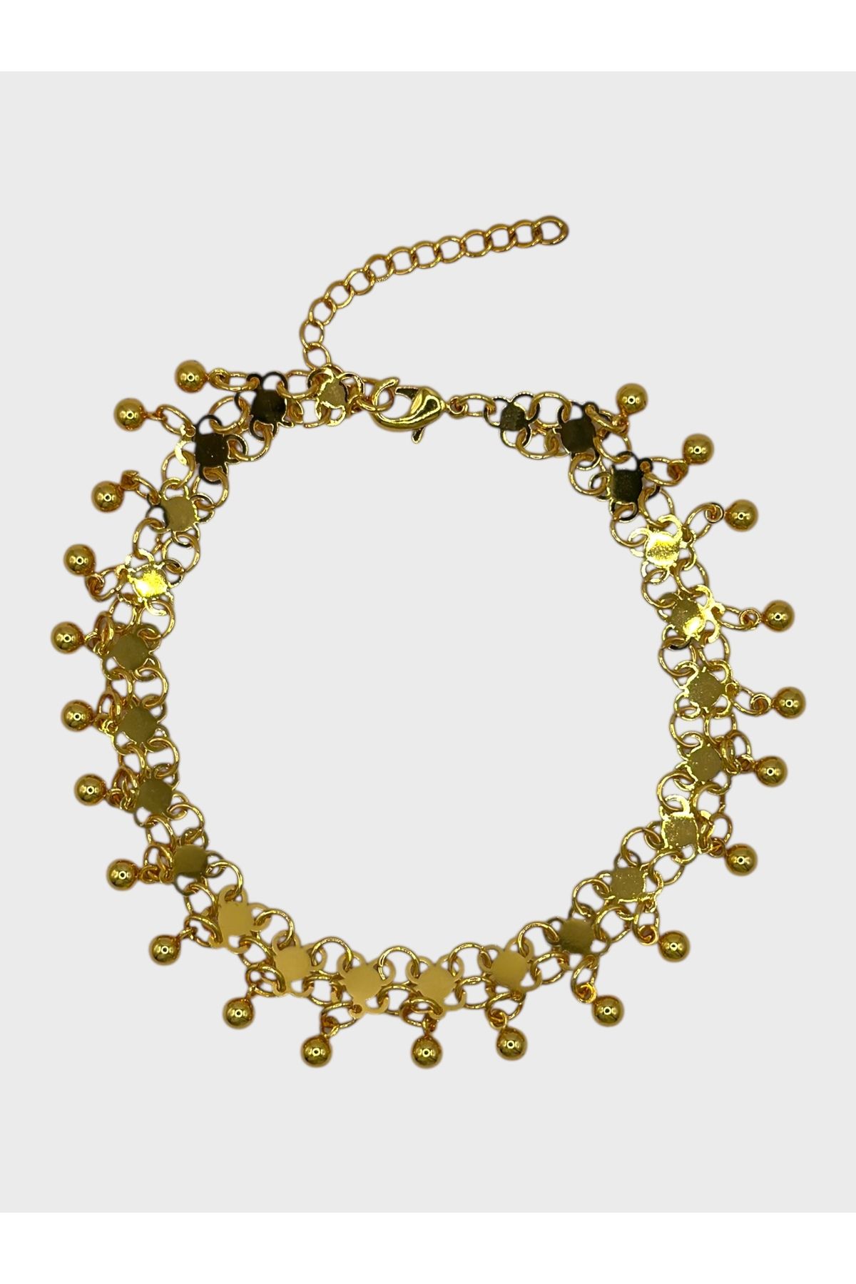 Arnes Jewelry Çelik 22 Ayar Altın Kaplama Küçük Boy Kişnişli Bileklik
