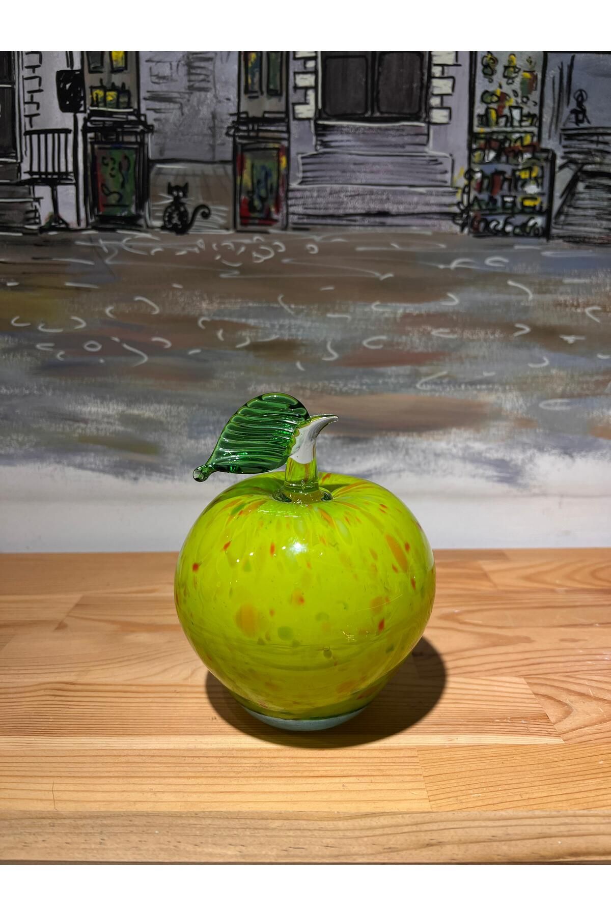 MeMy Design Murano Üfleme El Yapımı Cam Elma Biblo