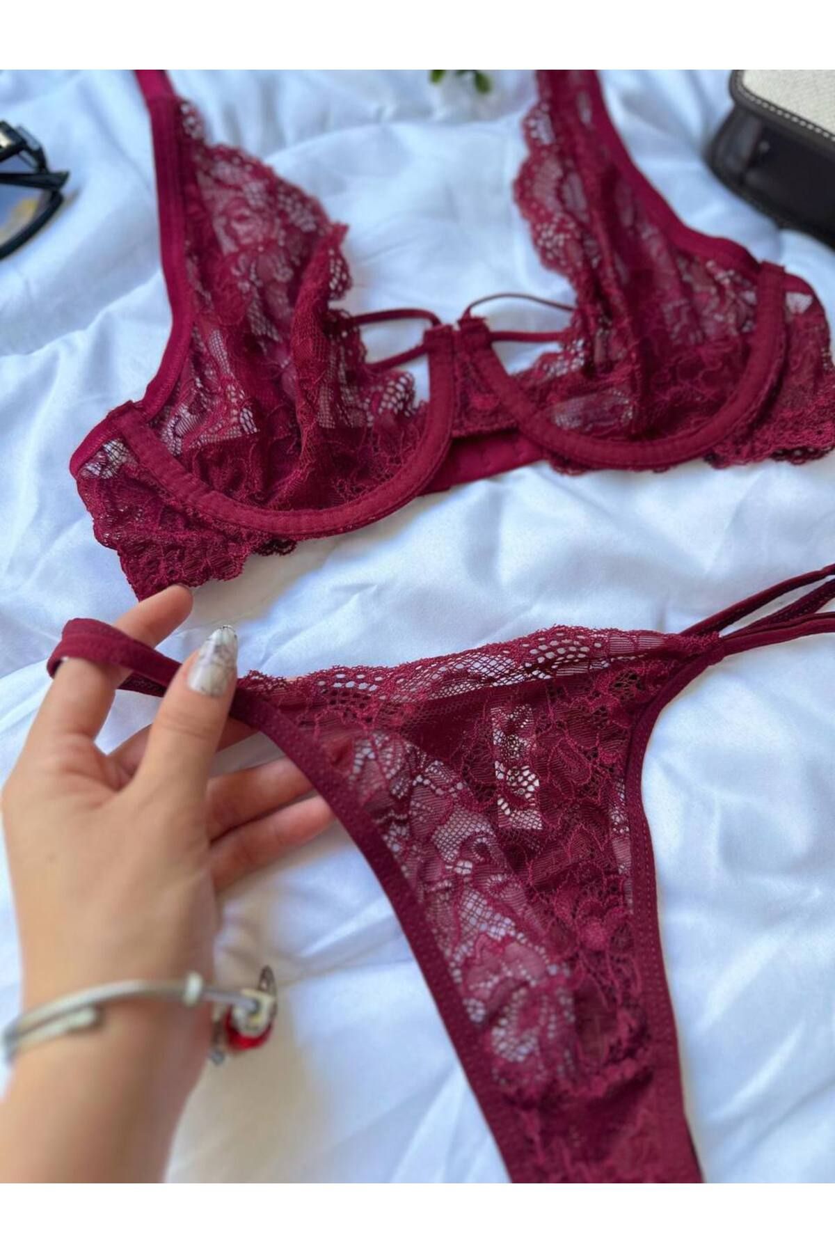 DALLİENCE İp Detaylı Balenli Bralet Takim