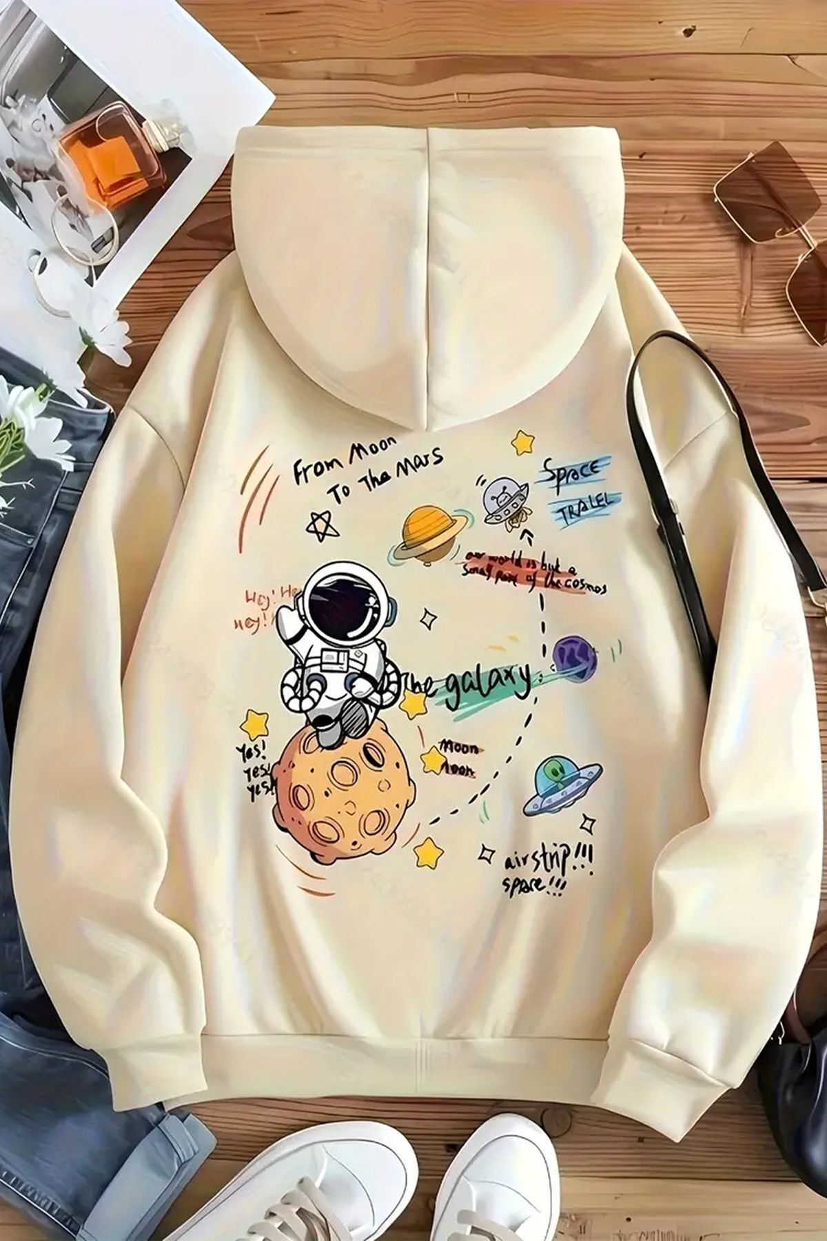 ModaSphere The Galaxy Baskılı Oversize Sweatshirt