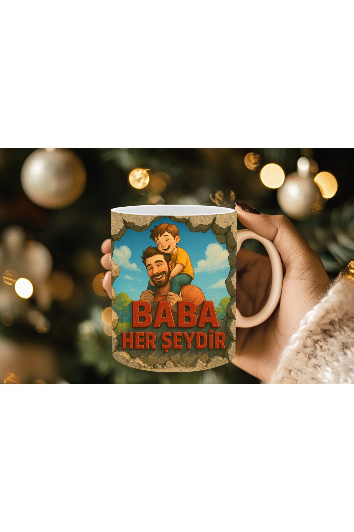 Evion Babalar Gününe Özel 3D Baskılı Kupa Bardak Mug Porselen Kupa