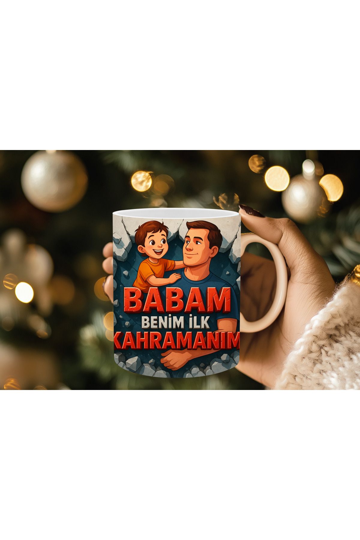Evion Babalar Gününe Özel 3D Baskılı Kupa Bardak Mug Porselen Kupa
