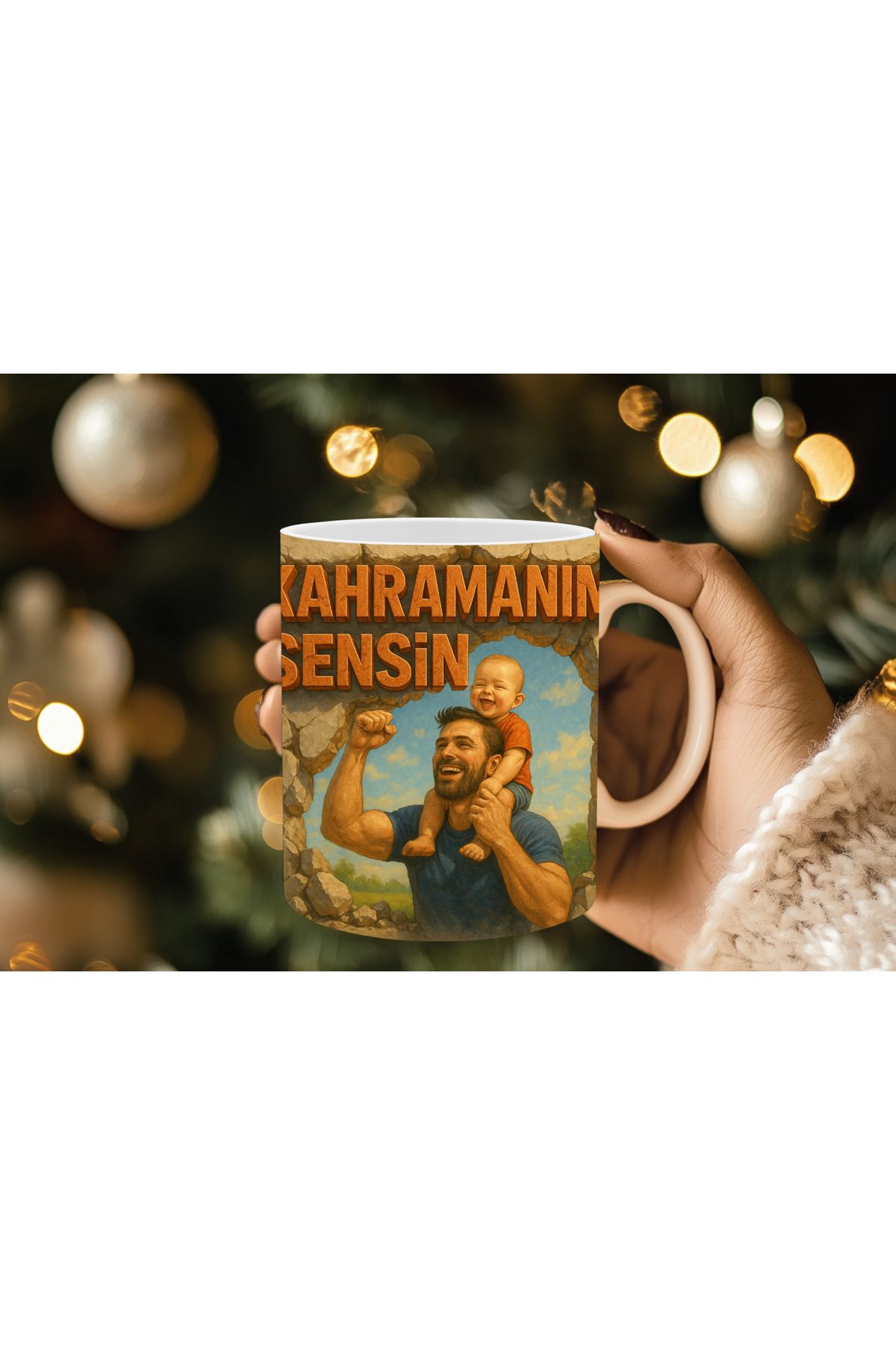 Evion Babalar Gününe Özel 3D Baskılı Kupa Bardak Mug Porselen Kupa