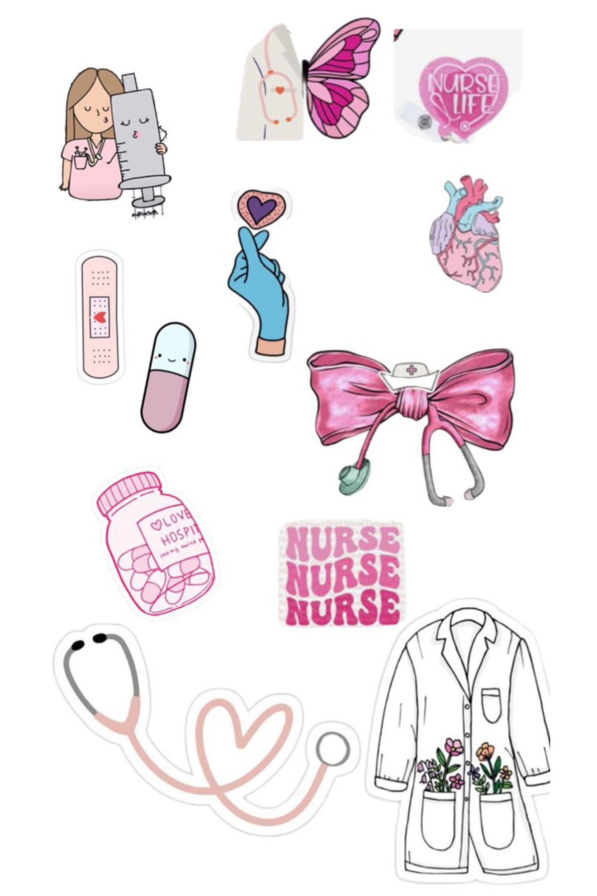 BK Design Tıp Doktor Hemşire Sticker Telefon Laptop Notebook Tablet Defter Matara Stiker Etiket ST1773