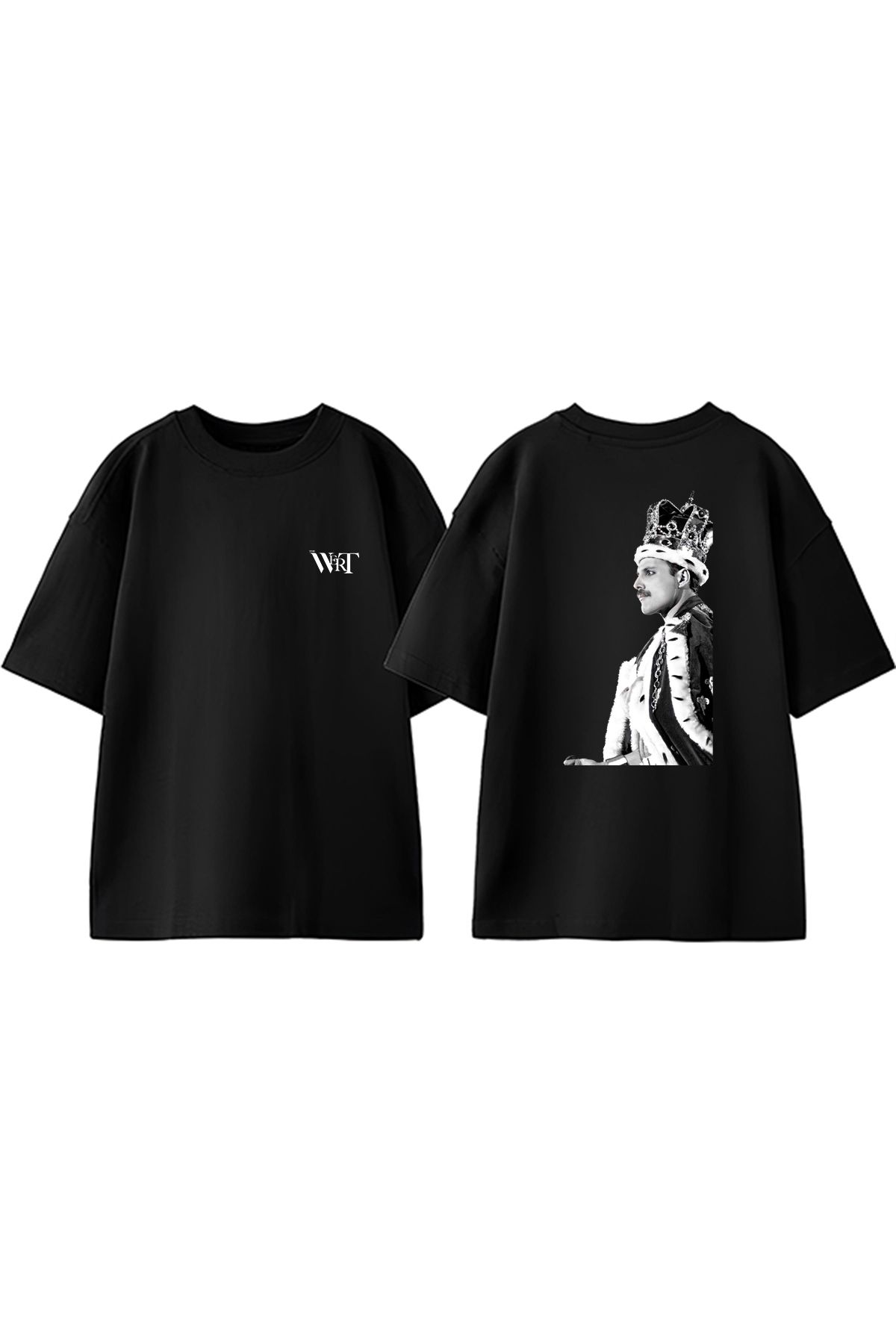 THEWERT Tricou Oversize Negru Din Bumbac Cu Imprimeu Pe Spate Queen Freddie Mercury Unisex - XL