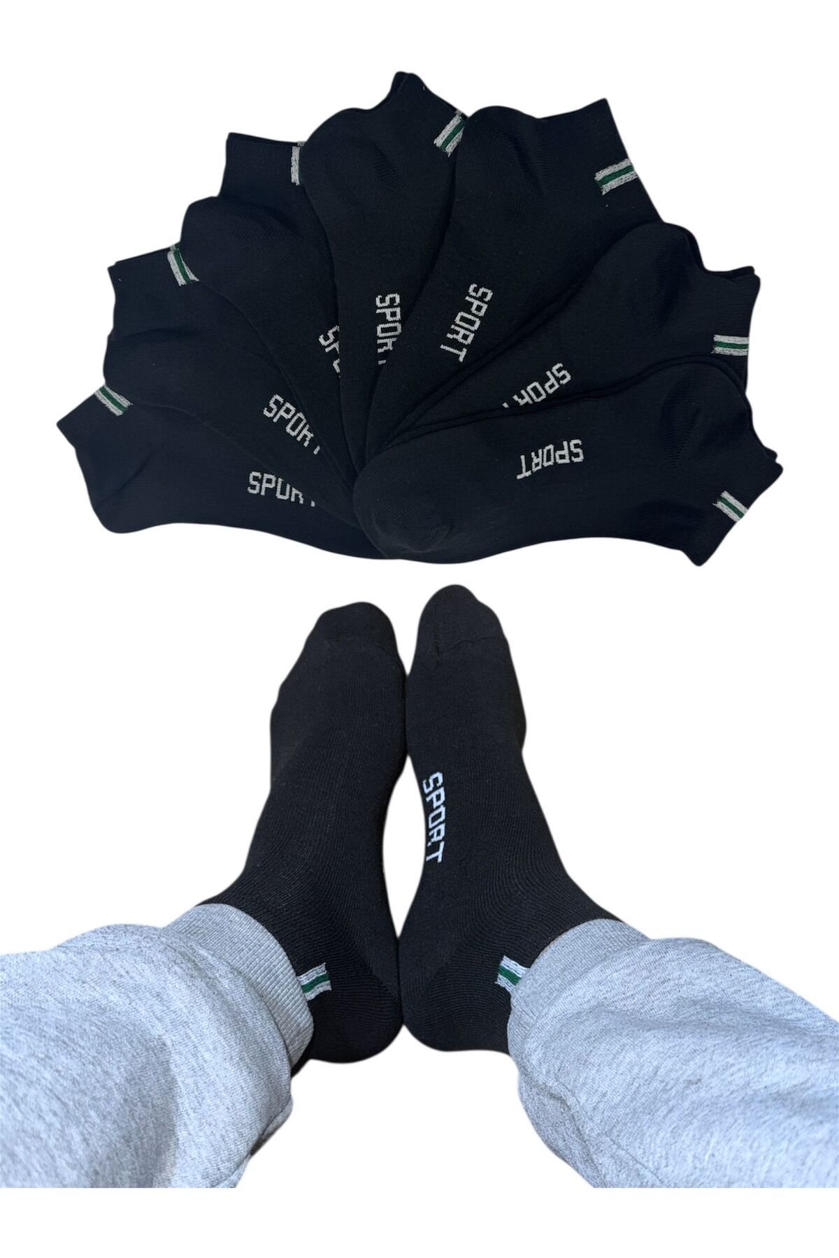 BYNDRSOCKS 7 Çift Erkek Patik Siyah Pamuklu Çorap