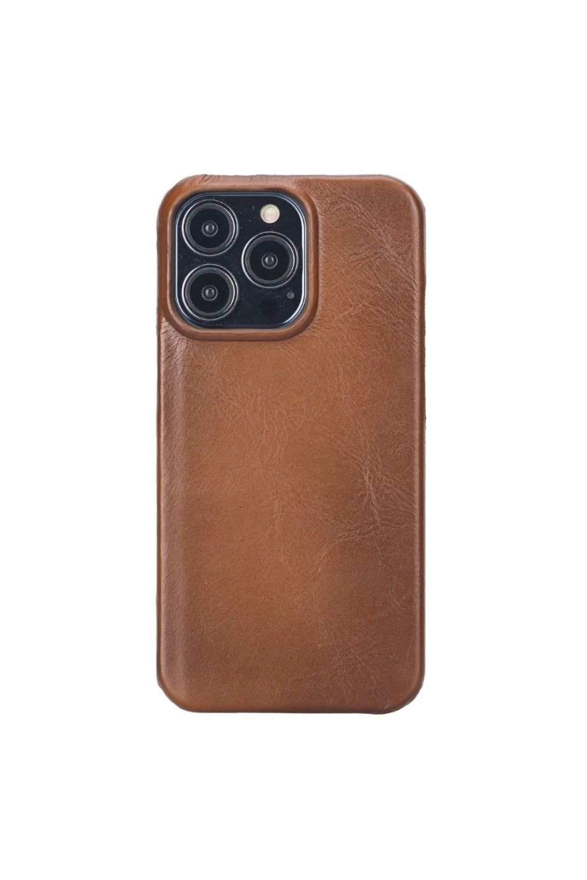 Angoravi Apple iPhone 13 Pro Uyumlu Deri Arka Kapak UJ RST2EF Taba