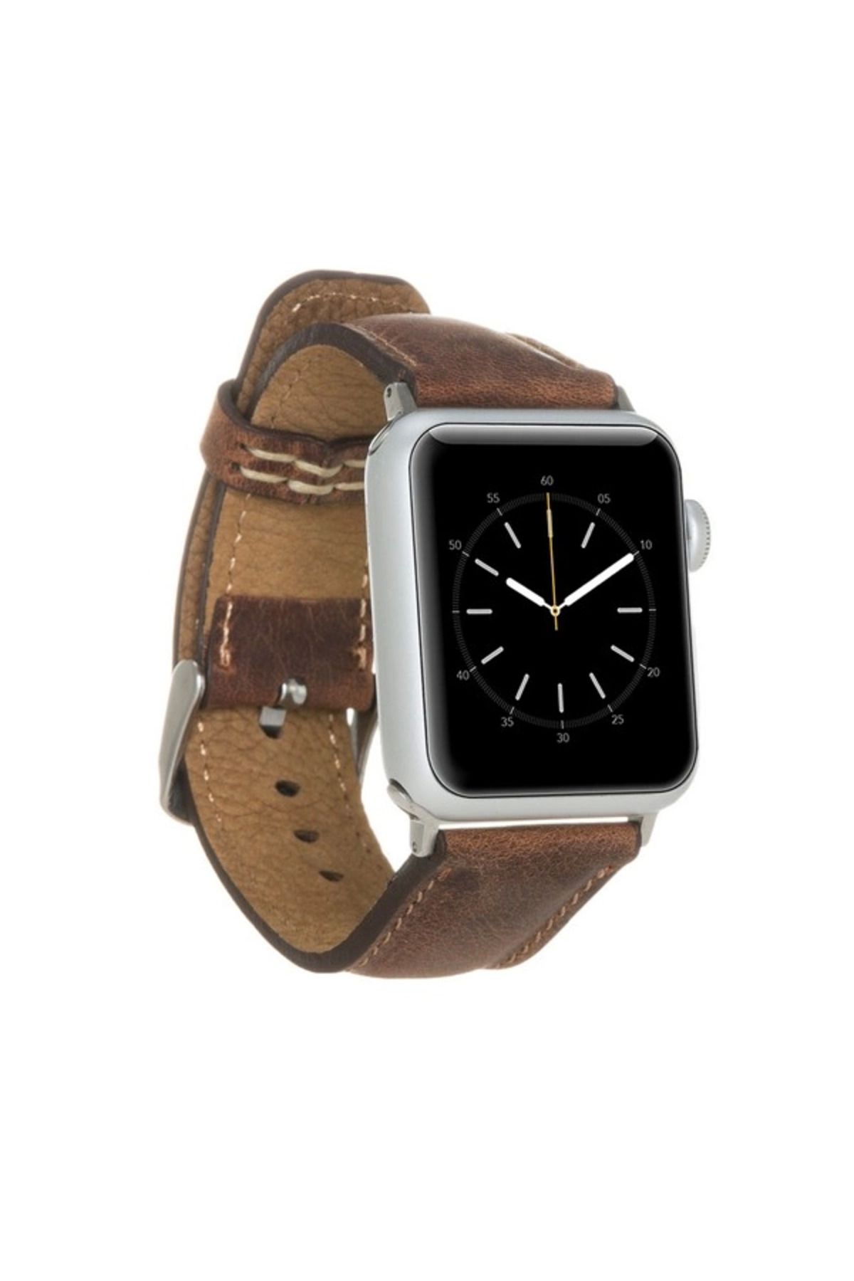 ÇAVDAR Apple Watch Uyumlu Deri Kordon 42-44-45mm G2 Kahverengi