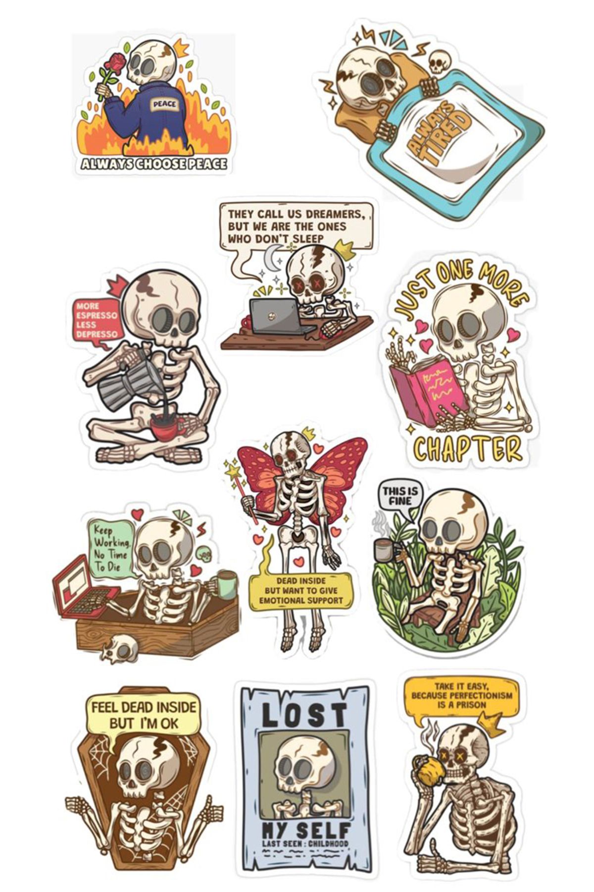 BK Design İskelet Sticker Telefon Laptop Notebook Tablet Defter Matara Stiker Etiket ST1735