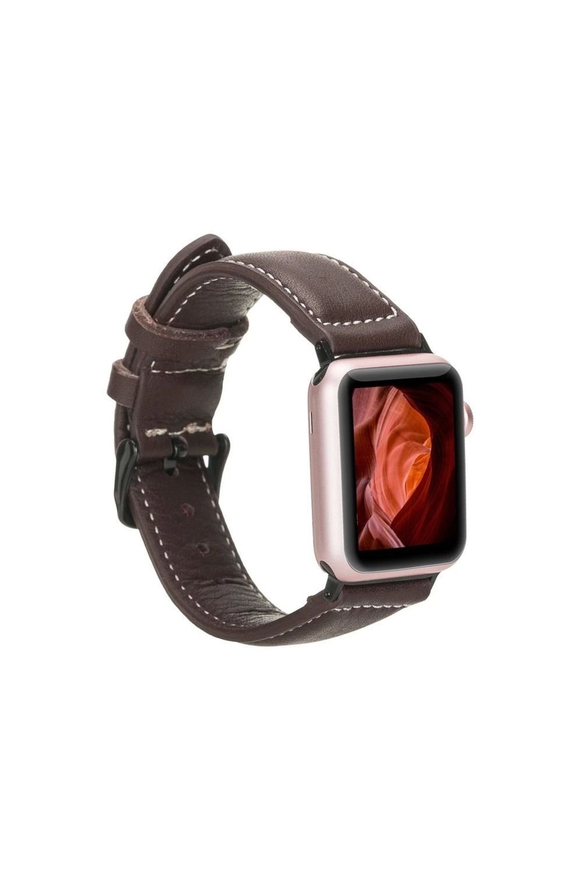 Angoravi Watch Uyumlu Deri Kordon 42-44-45mm NM1-AS3 Kahve