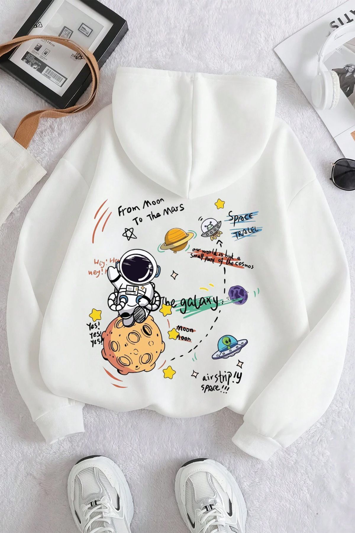 ModaSphere The Galaxy Baskılı Oversize Sweatshirt