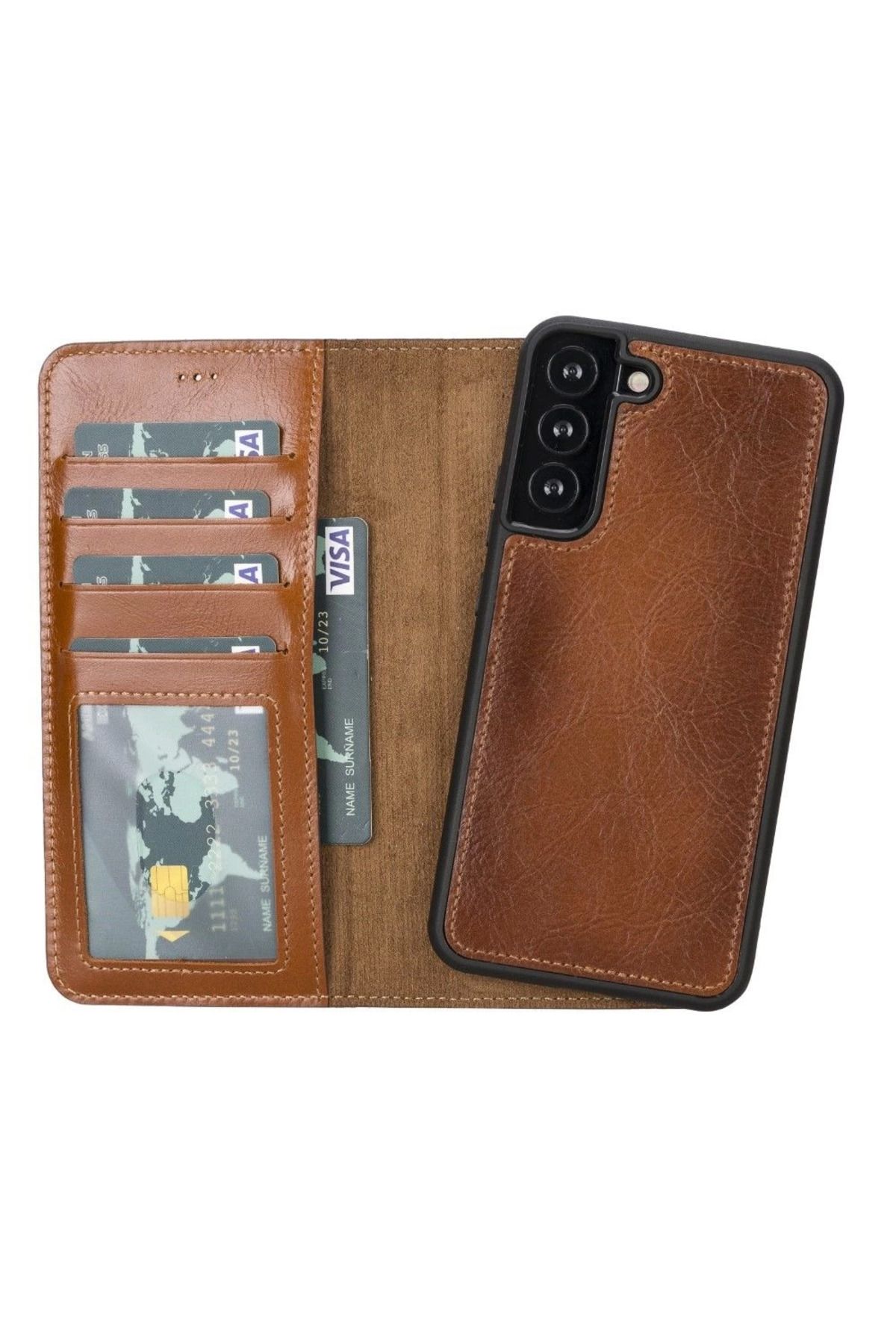Angoravi Samsung Galaxy S22 Plus Uyumlu Deri Cüzdanlı Kılıf MWWN RST2EF