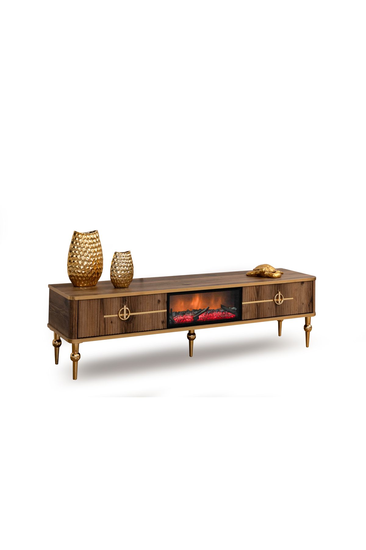 LNDHOME STORE Asel Şömineli 2 Çekmeceli Tv Ünitesi Tv Sehpası