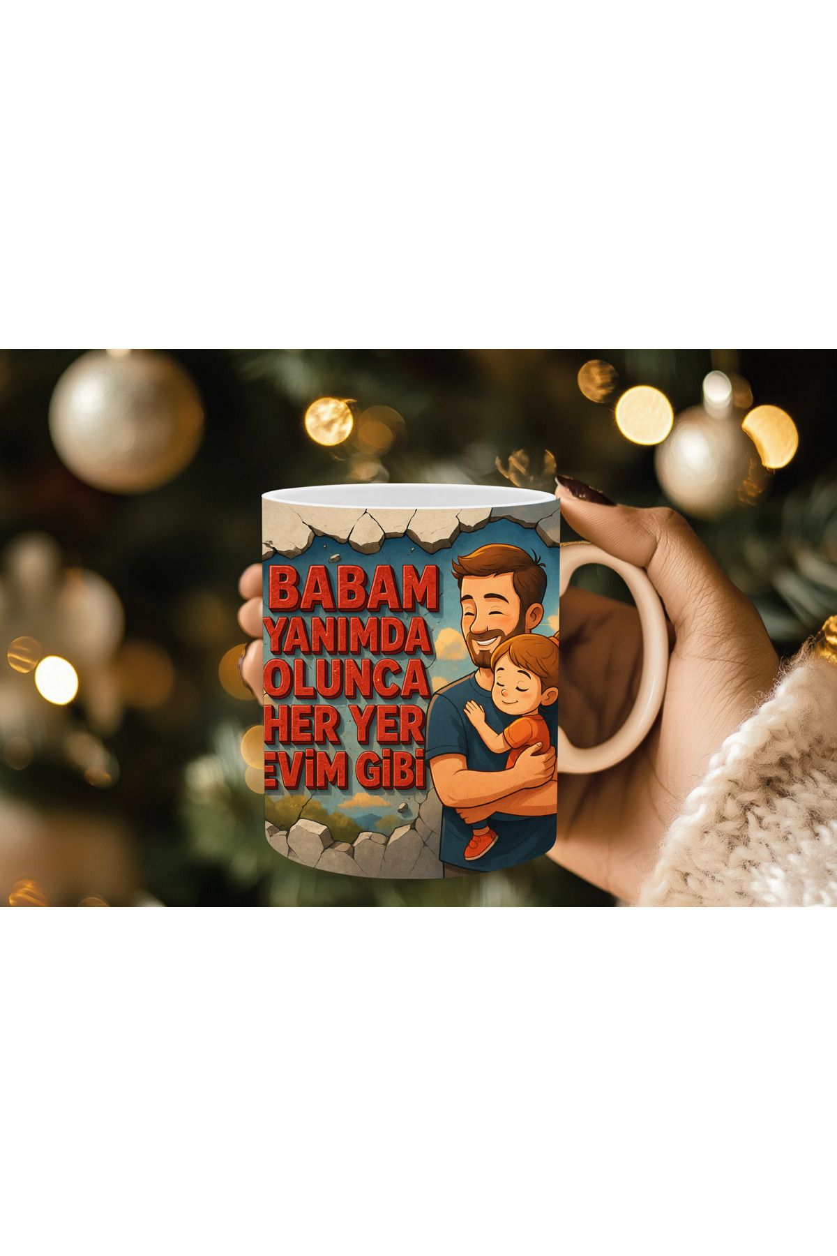 Evion Babalar Gününe Özel 3D Baskılı Kupa Bardak Mug Porselen Kupa