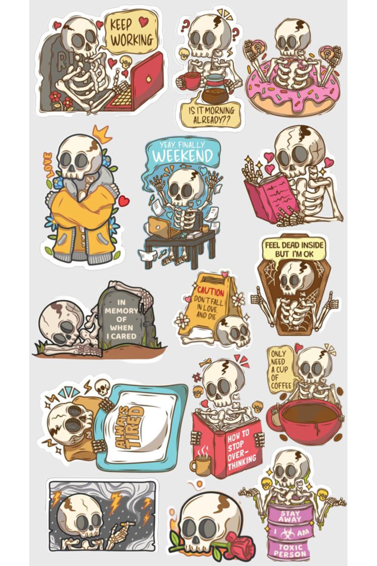 BK Design İskelet Sticker Telefon Laptop Notebook Tablet Defter Matara Stiker Etiket ST1761
