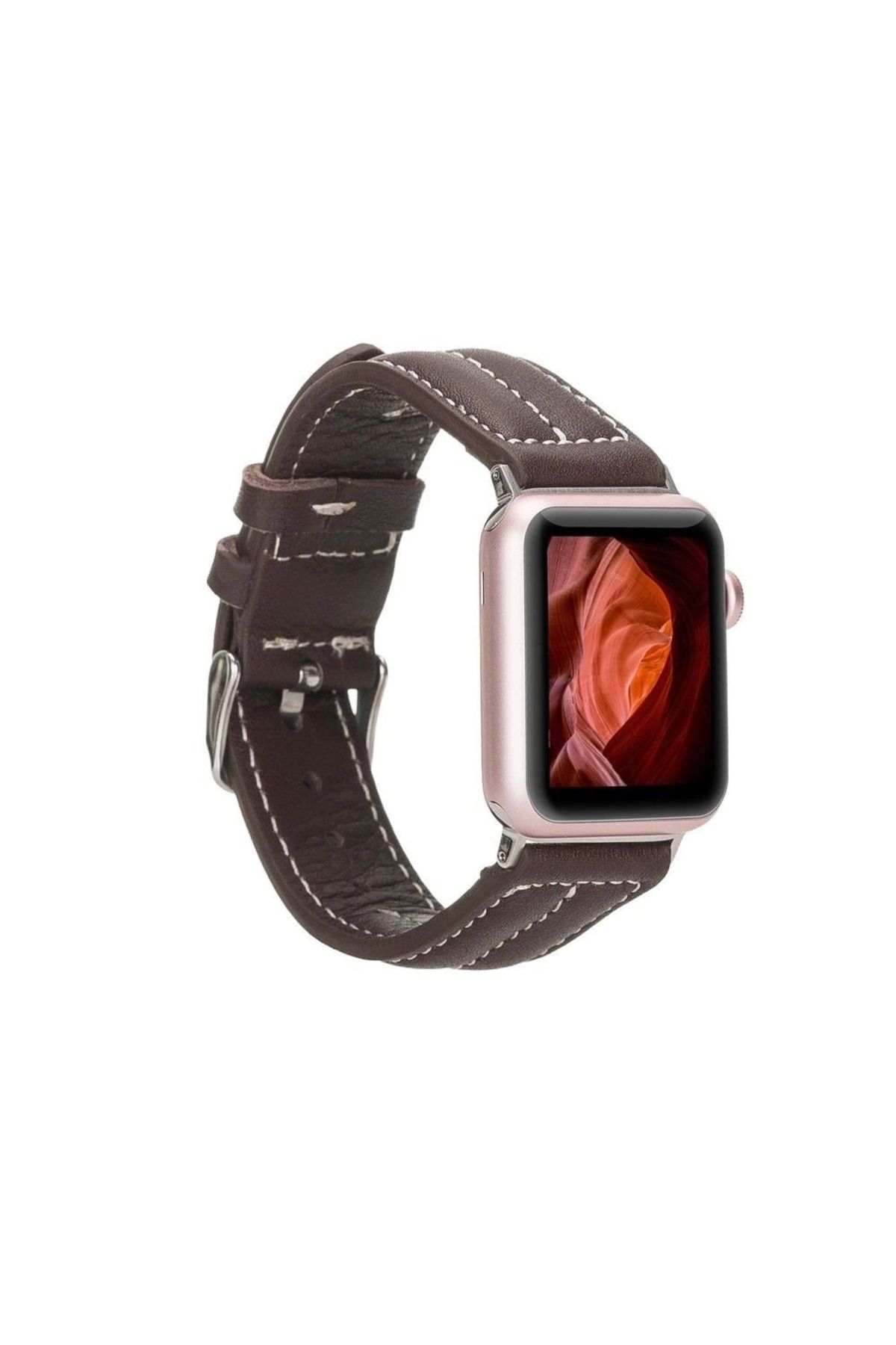 ÇAVDAR Apple Watch Uyumlu Deri Kordon 42-44-45mm NM3-AS3 Kahve