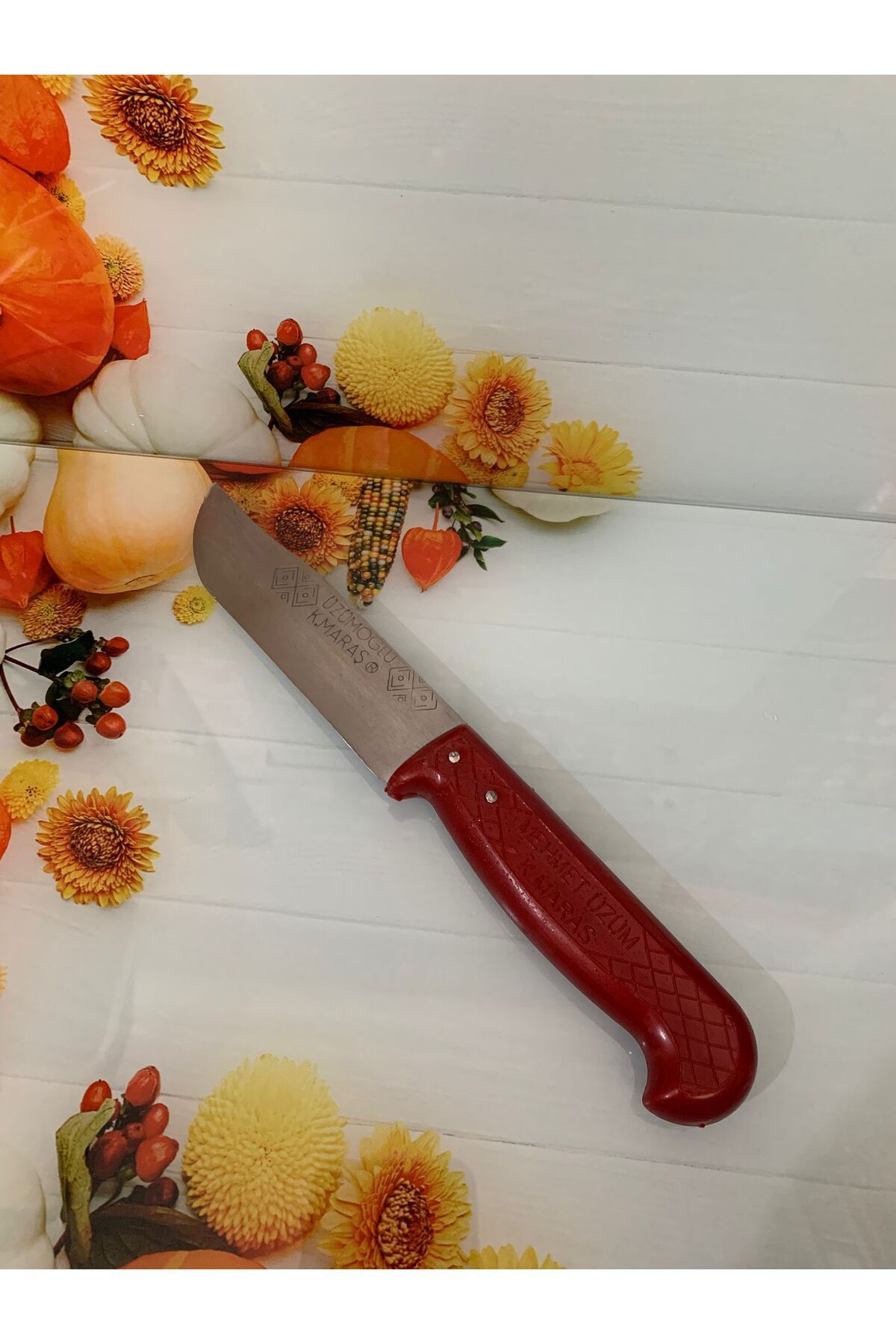 kamptek kamp teknolojisi Kamptek Bıçak Meşhur Kahramanmaraş Mutfak Kasap Bıçağı Büyük Boy Kırmızı 23 cm
