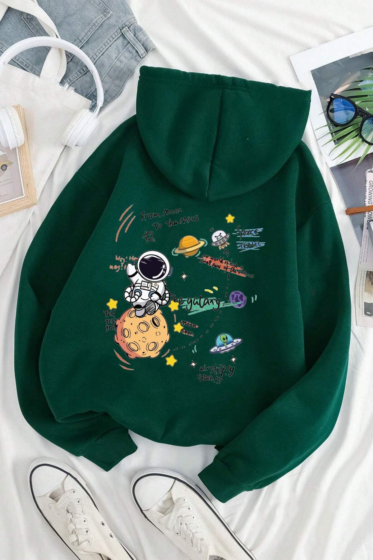 ModaSphere The Galaxy Baskılı Oversize Sweatshirt