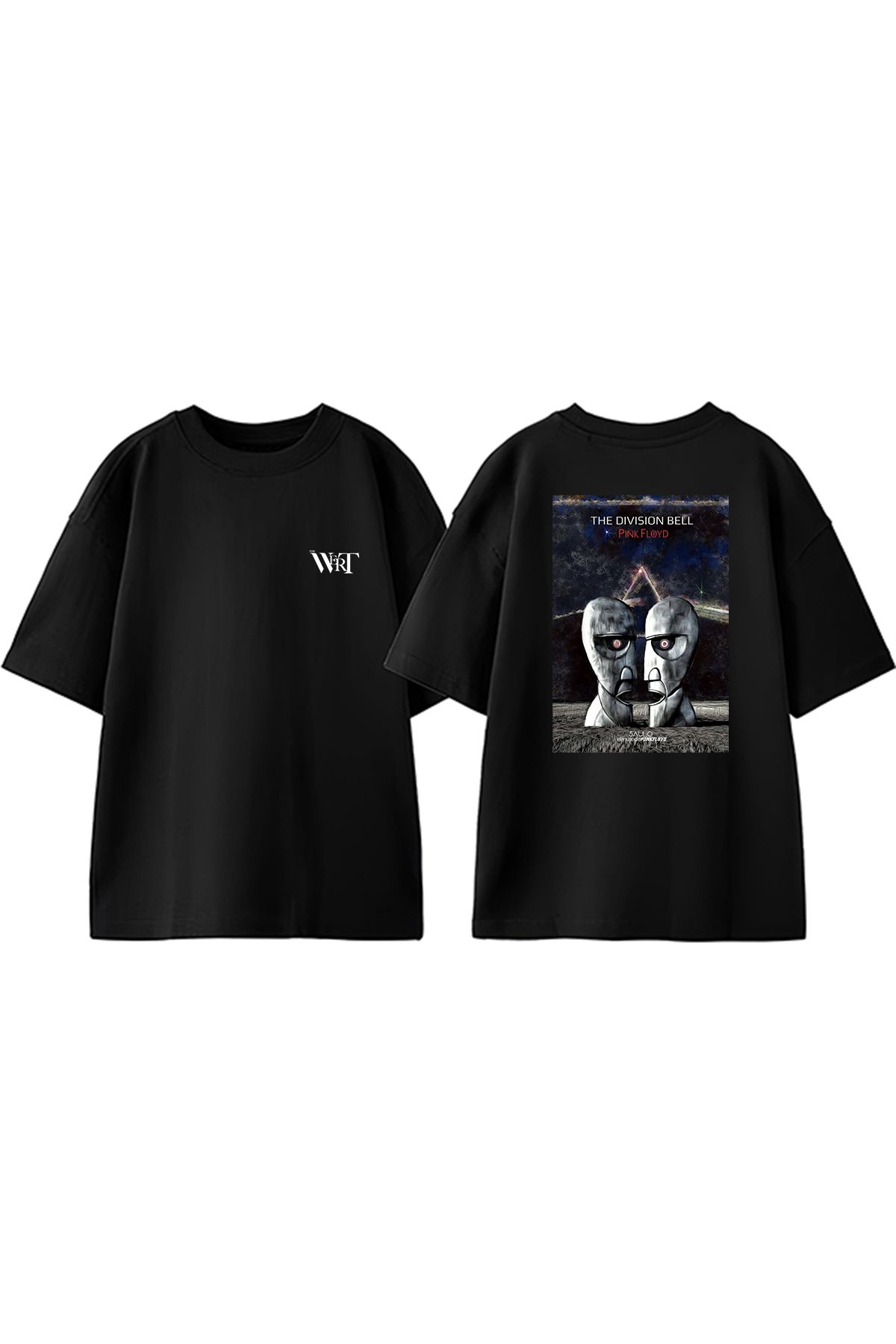 THEWERT Pink Floyd Dıvısıon Bell Tasarım Sırt Baskılı Pamuk Siyah Oversize T-shirt