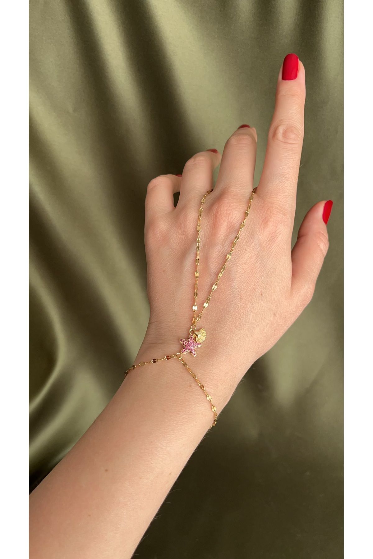 stainles steel Pembe deniz yıldızı taşlı deniz kabuğu detaylı Çelik Şahmeran