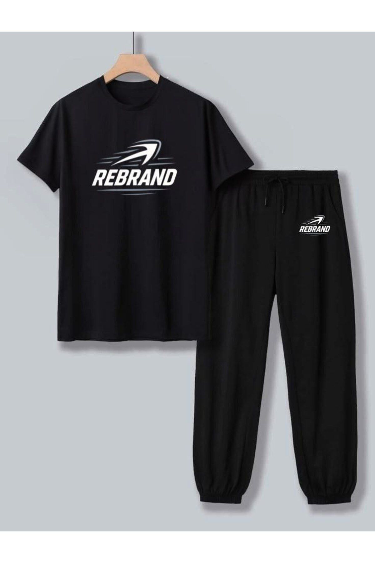 REBRAND Spor Giyim Oversize T-shirt Takımı - Baskılı Alt Üst Eşofman