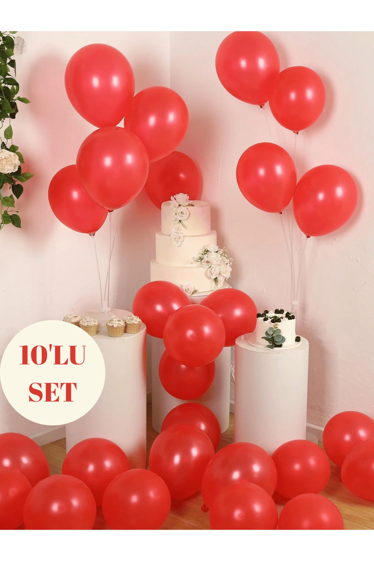 Bunloon Metalik Kırmızı Balon – Canlı Renkli, Işıltılı Parti ve Süsleme Balonu