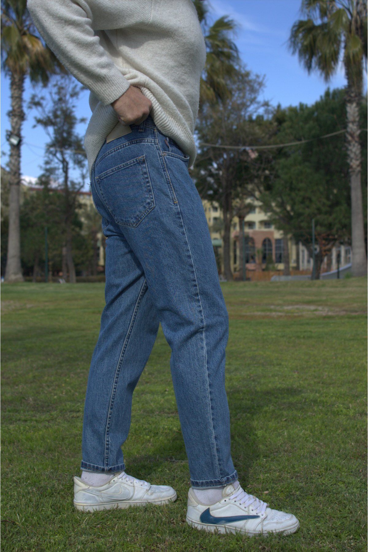 DORAJEANS Yıkamalı Mavi Boyfriend Pantolon