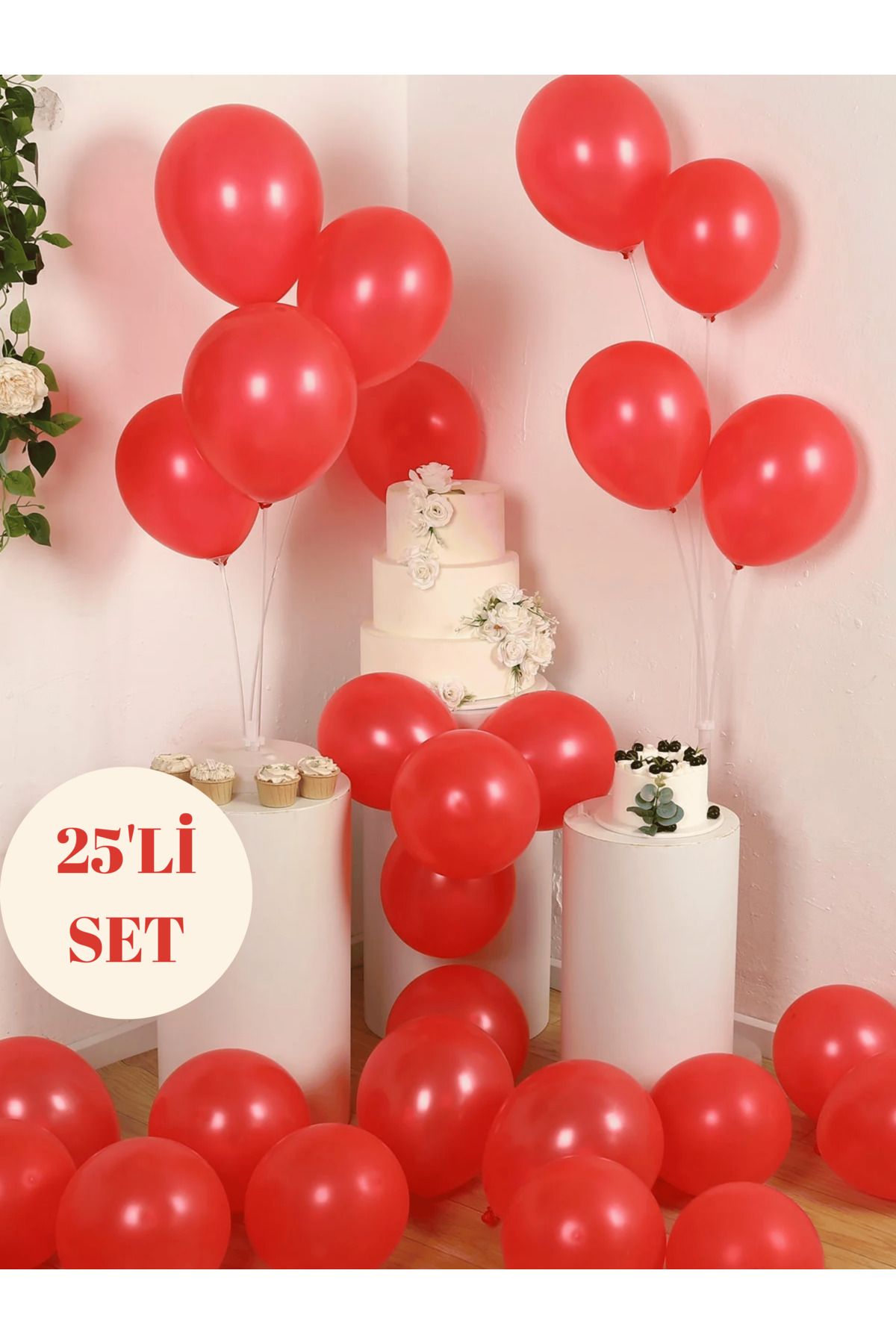 Bunloon Metalik Kırmızı Balon – Canlı Renkli, Işıltılı Parti ve Süsleme Balonu
