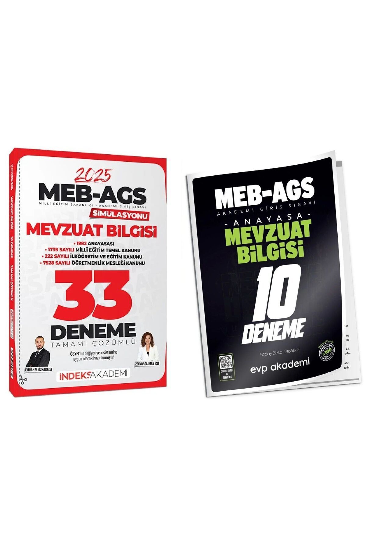 evp akademi İndeks + EVP 2025 MEB-AGS Mevzuat 33+10 Deneme 2 li Set - Emrah Vahap Özkaraca, Zeynep Salman İçli İ