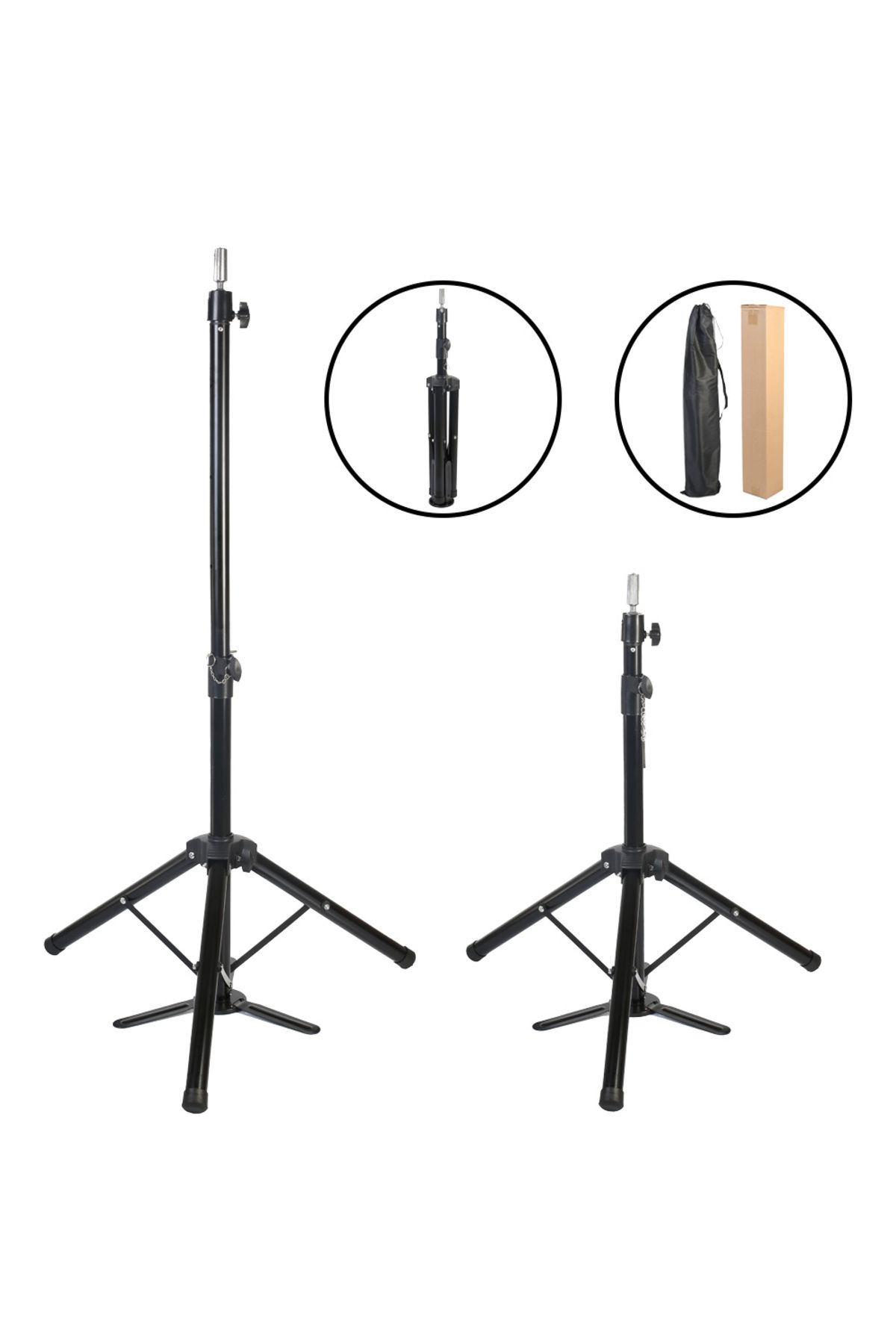 FantaziAtölyesi Kuaför Eğitim Mankeni İçin Ayaklı Metal Tripod - Siyah + Taşıma Çantası