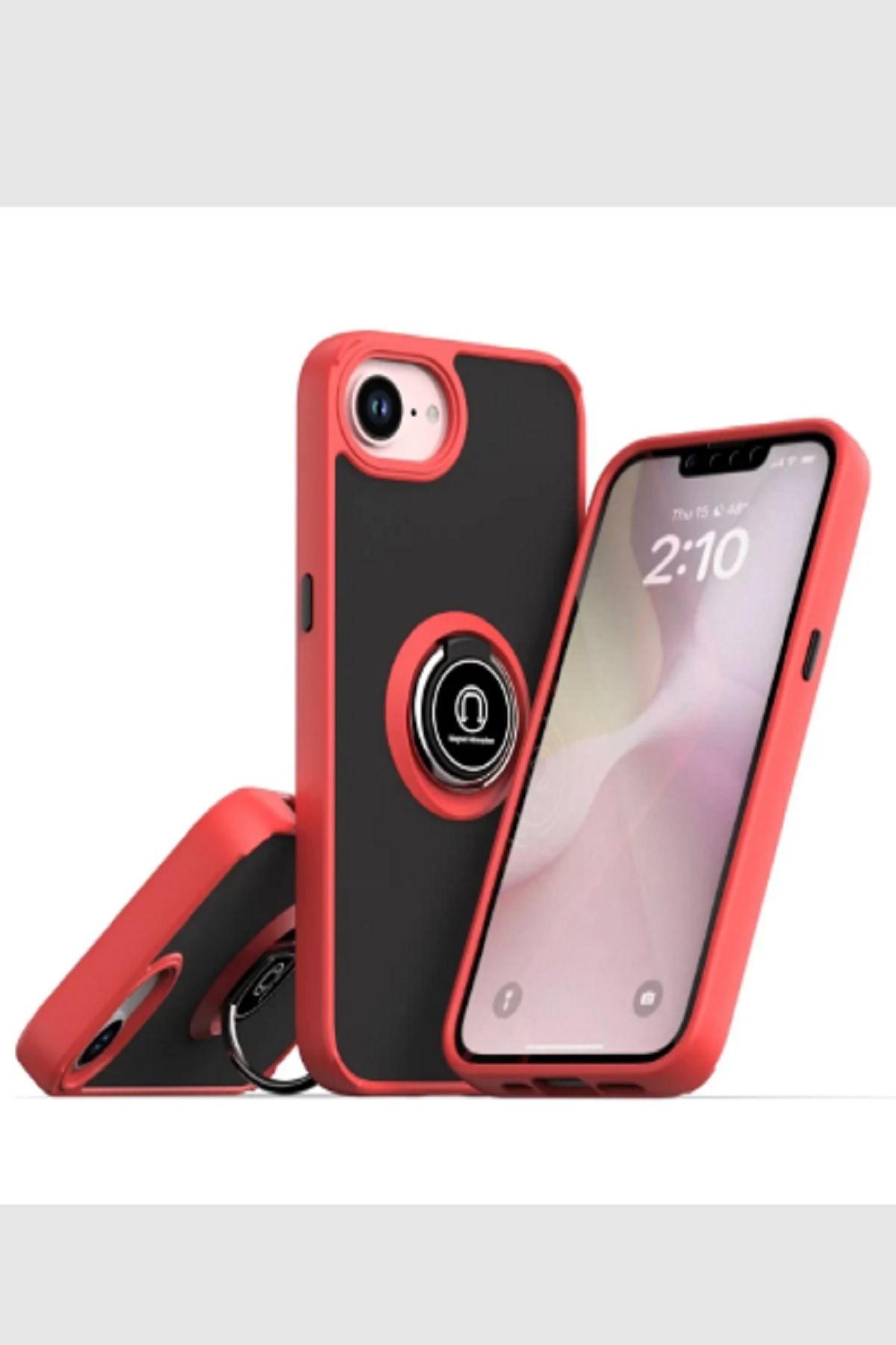 Leybaks Iphone 16E Yüzük Stantlı Kamera Korumalı Dayanıklı Silikon Kılıf