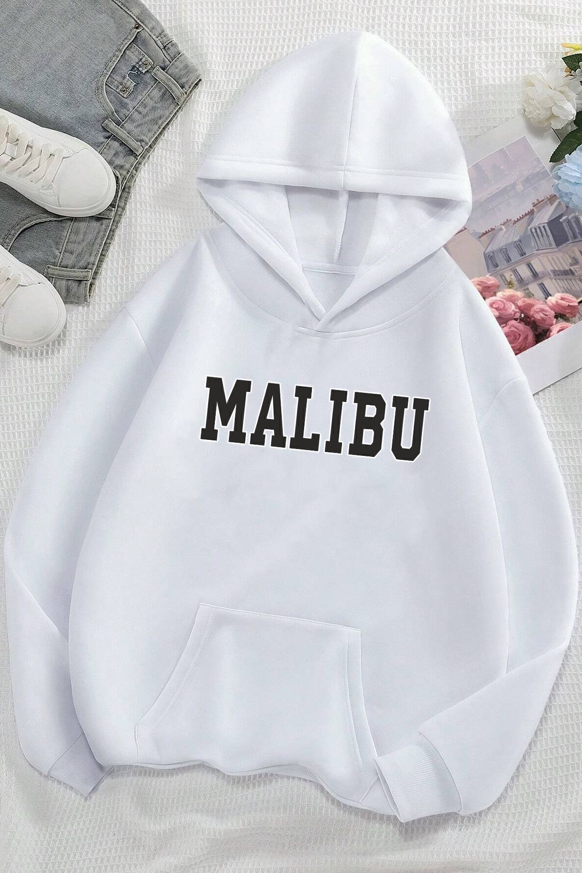ModaSphere Unisex Malıbu Baskılı Oversize Sweatshirt