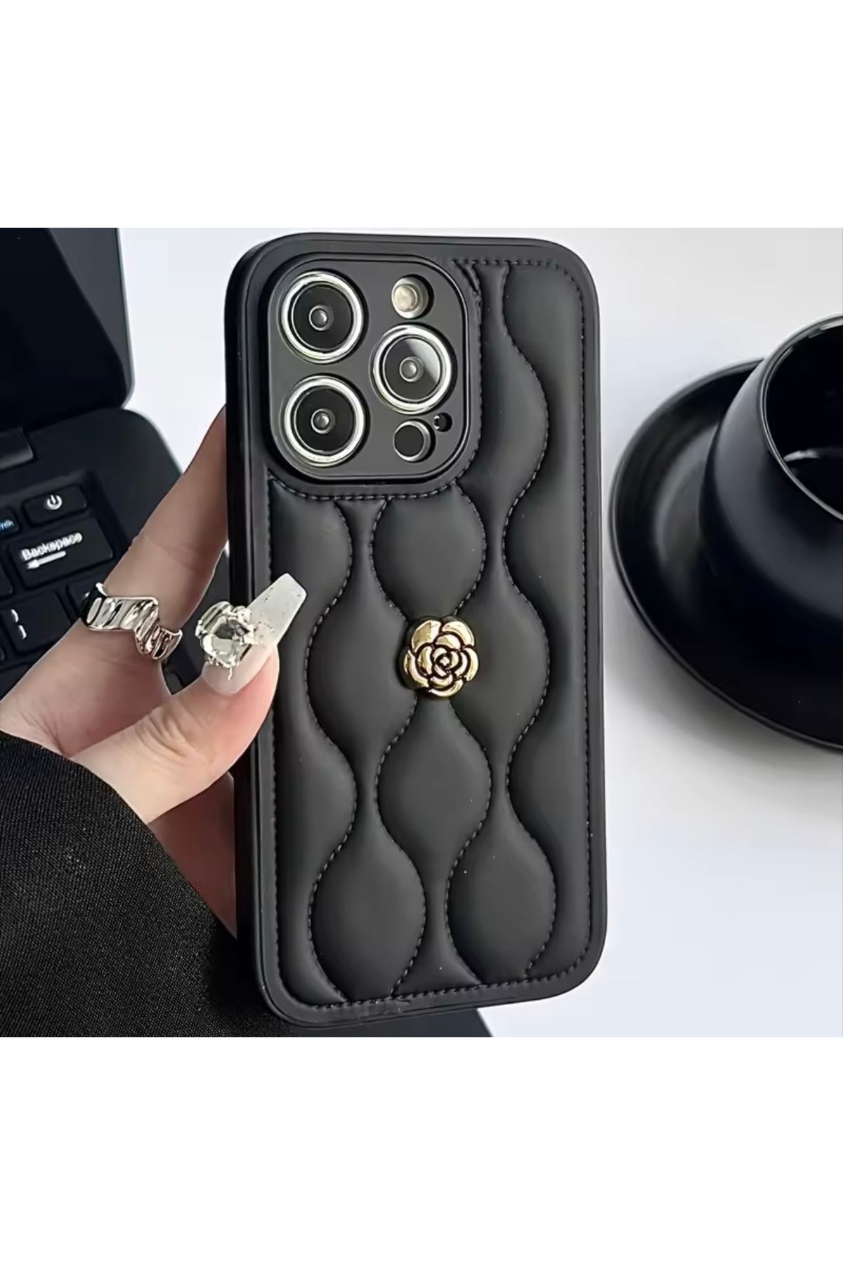 UMD APPLE İPHONE 14 PRO UYUMLU DERİ ROSE TASARIMLI KILIF