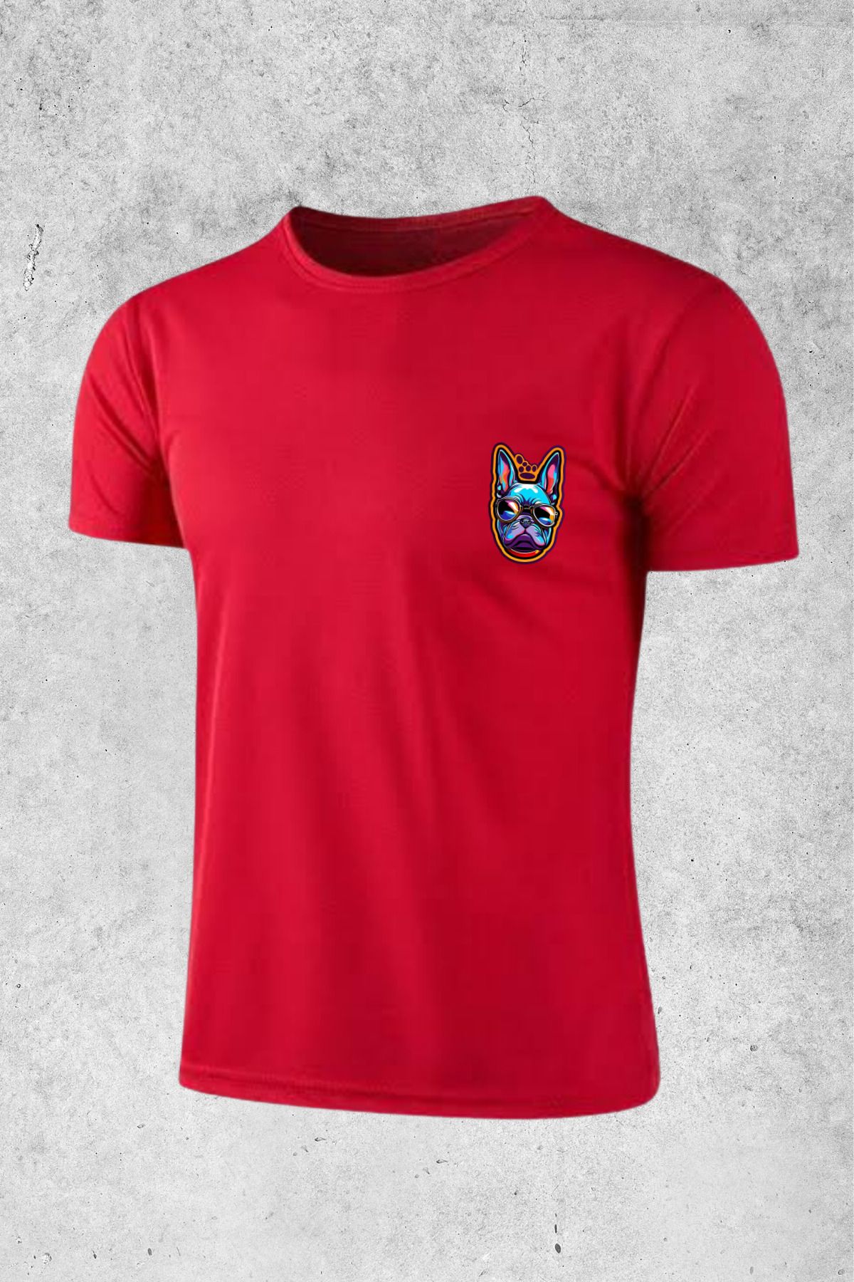 MOLICO Basic unisex sıfır yaka kısa kollu FRENCH DOG BASKILI Tshirt
