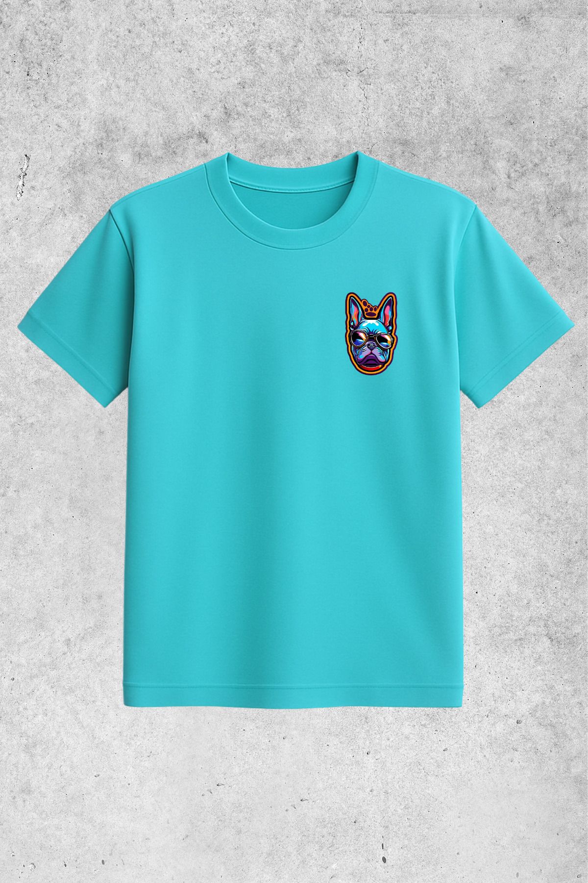 MOLICO Basic unisex sıfır yaka kısa kollu FRENCH DOG BASKILI Tshirt