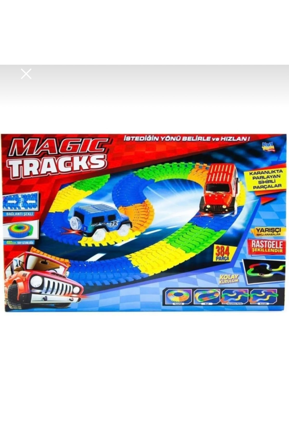 MAGİC TRACKS 8010 IŞIKLI ARABALAR RAY UZUNLUĞU 480 CM 384 PARÇA 3+ 480 CM 384 PARÇA 3+