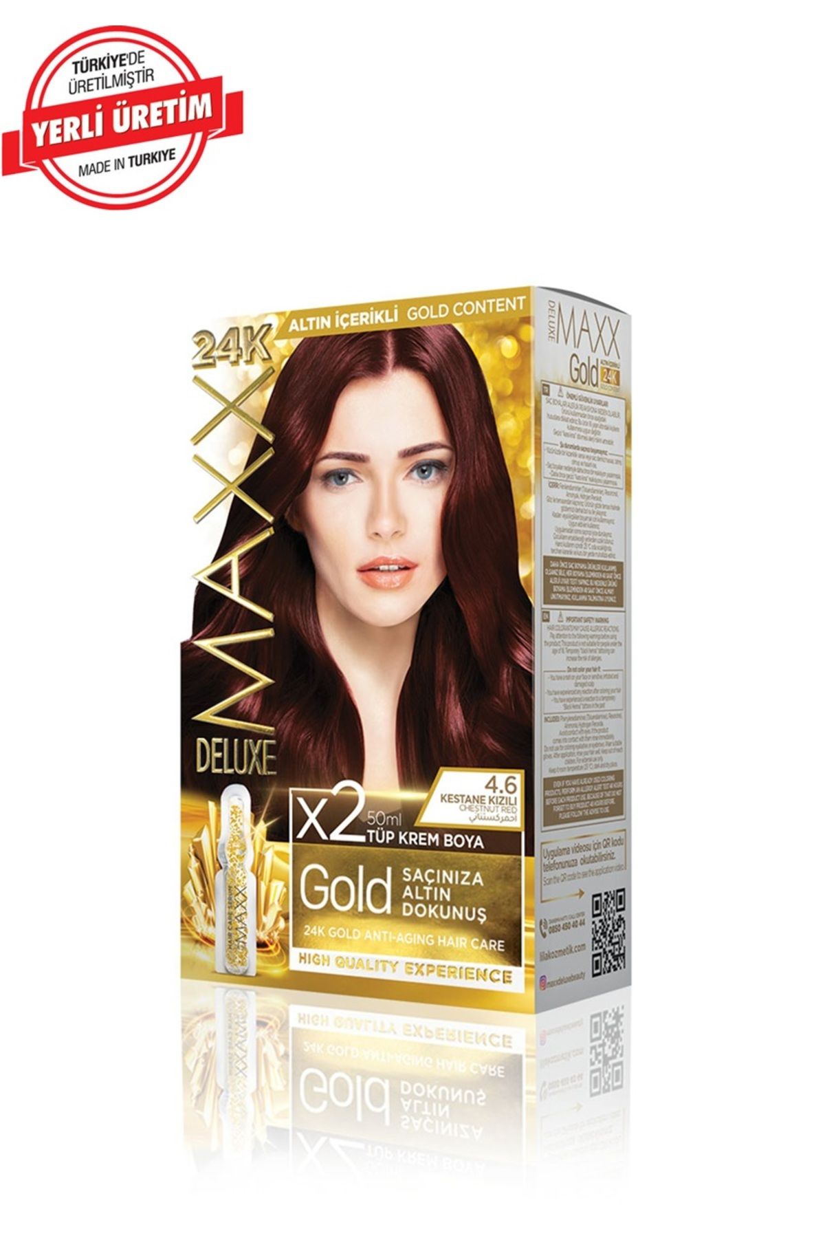 MUK's Beauty Tools Maxx Deluxe Gold Series Saç Boya Seti 2 Tüp Boya 2 Oksidan 30 Harika Renk Seçeneği