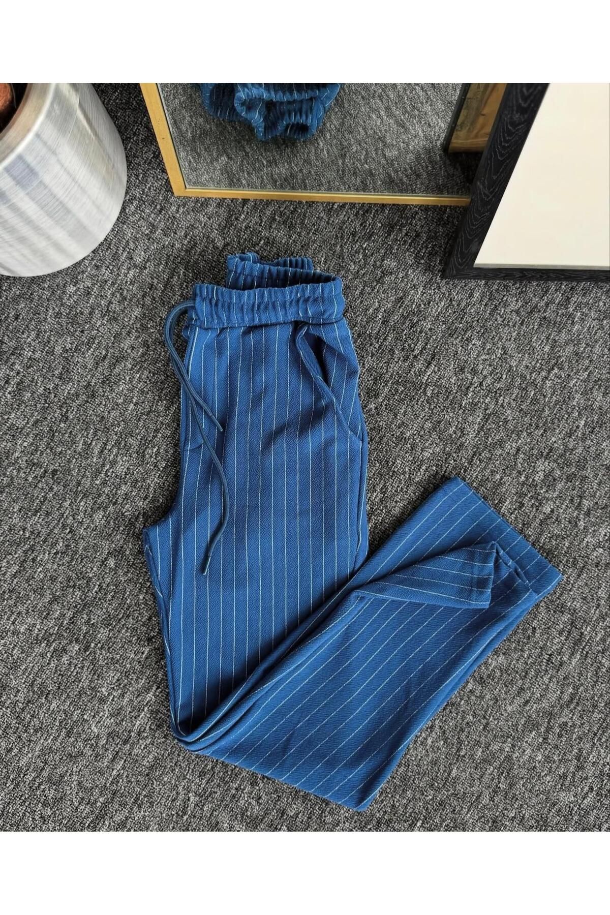 Risil-Nu Company Yeni Sezon Premium Krep Kumaş Çizgi Detaylı Unisex Pantolon