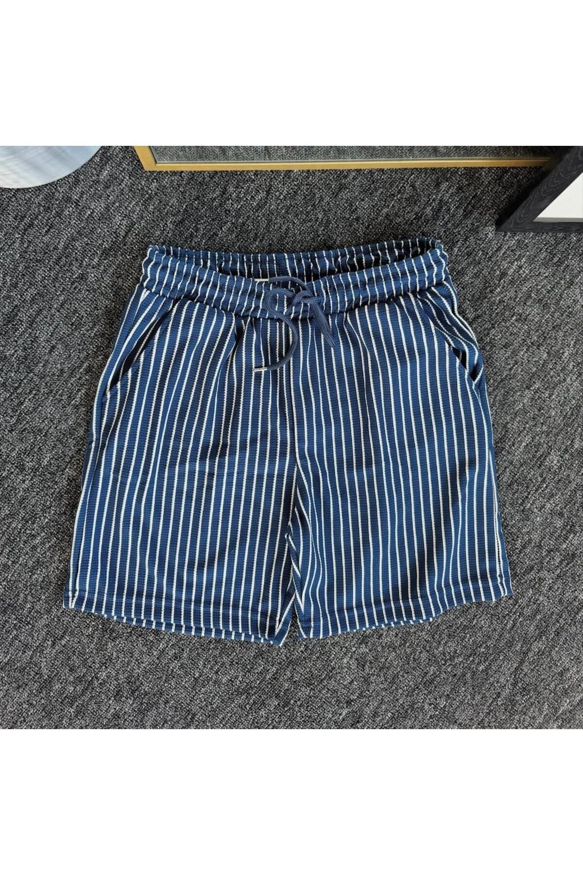 Risil-Nu Company Yeni Sezon Premium Pamuklu Petek Kumaş Kendinden Desenli Unisex Şort