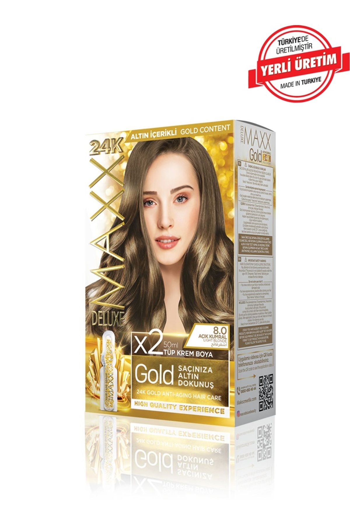 MUK's Beauty Tools Maxx Deluxe Gold Series Saç Boya Seti 2 Tüp Boya 2 Oksidan 30 Harika Renk Seçeneği