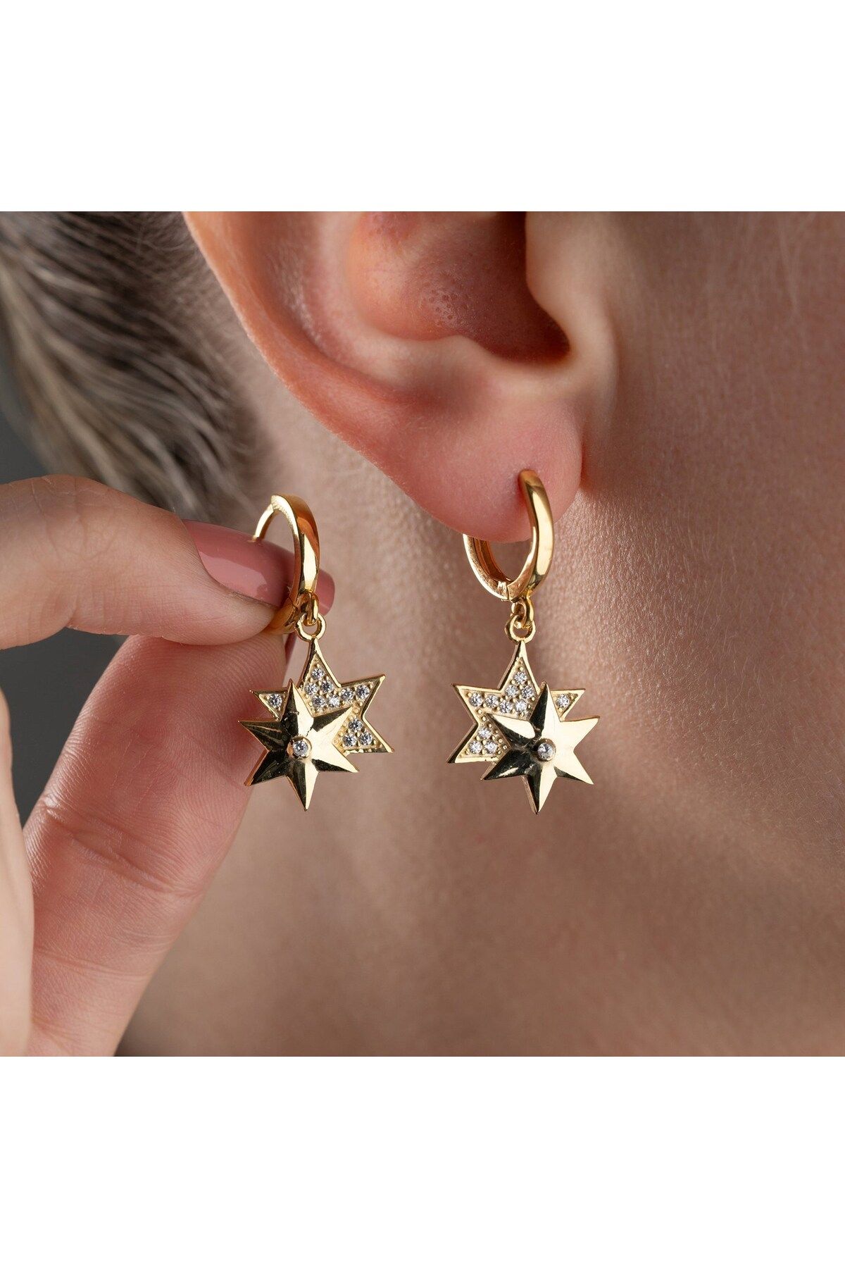 beonejewelry ÇİFT YILDIZ KÜPE | 925 GÜMÜŞ