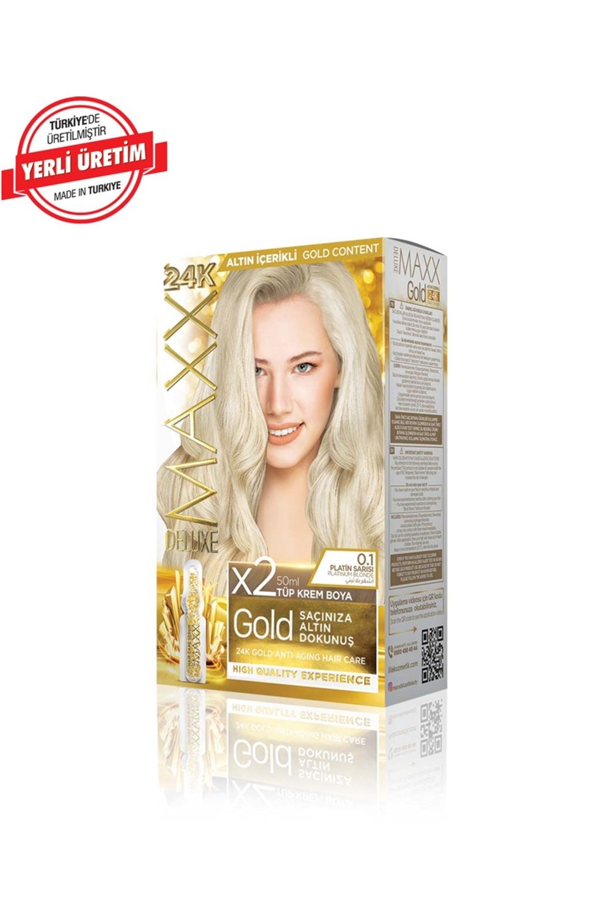 MUK's Beauty Tools Maxx Deluxe Gold Series Saç Boya Seti 2 Tüp Boya 2 Oksidan 30 Harika Renk Seçeneği