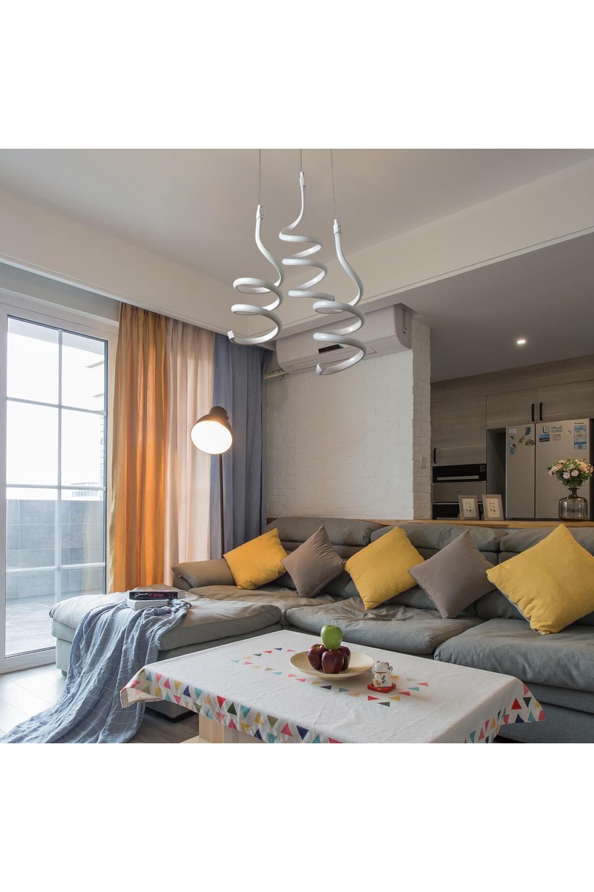 Pelbi Life Kıvrık Ledli 3'lü Avize Beyaz