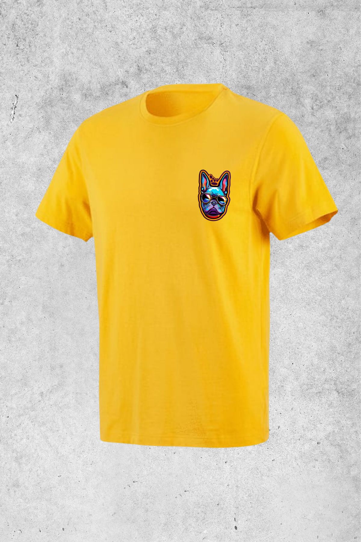 MOLICO Basic unisex sıfır yaka kısa kollu FRENCH DOG BASKILI Tshirt